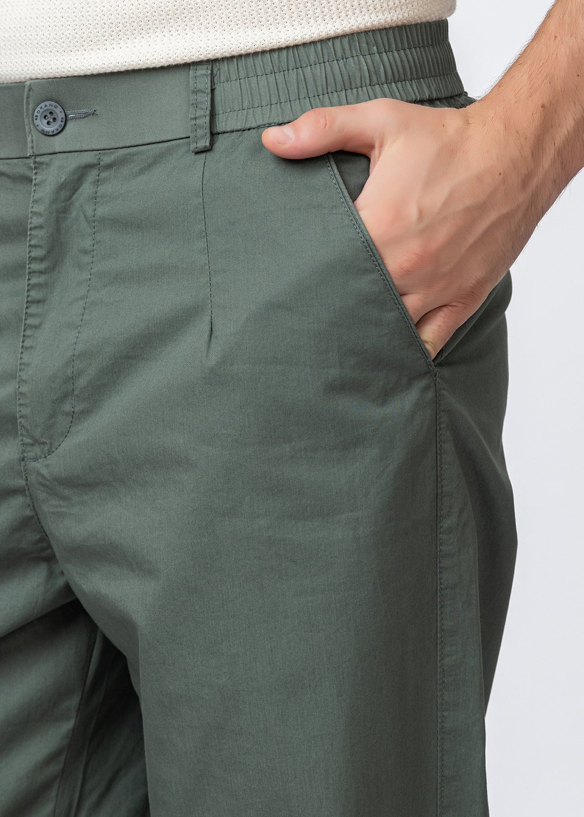 SAGE GREEN COTTON CASUAL TROUSERS