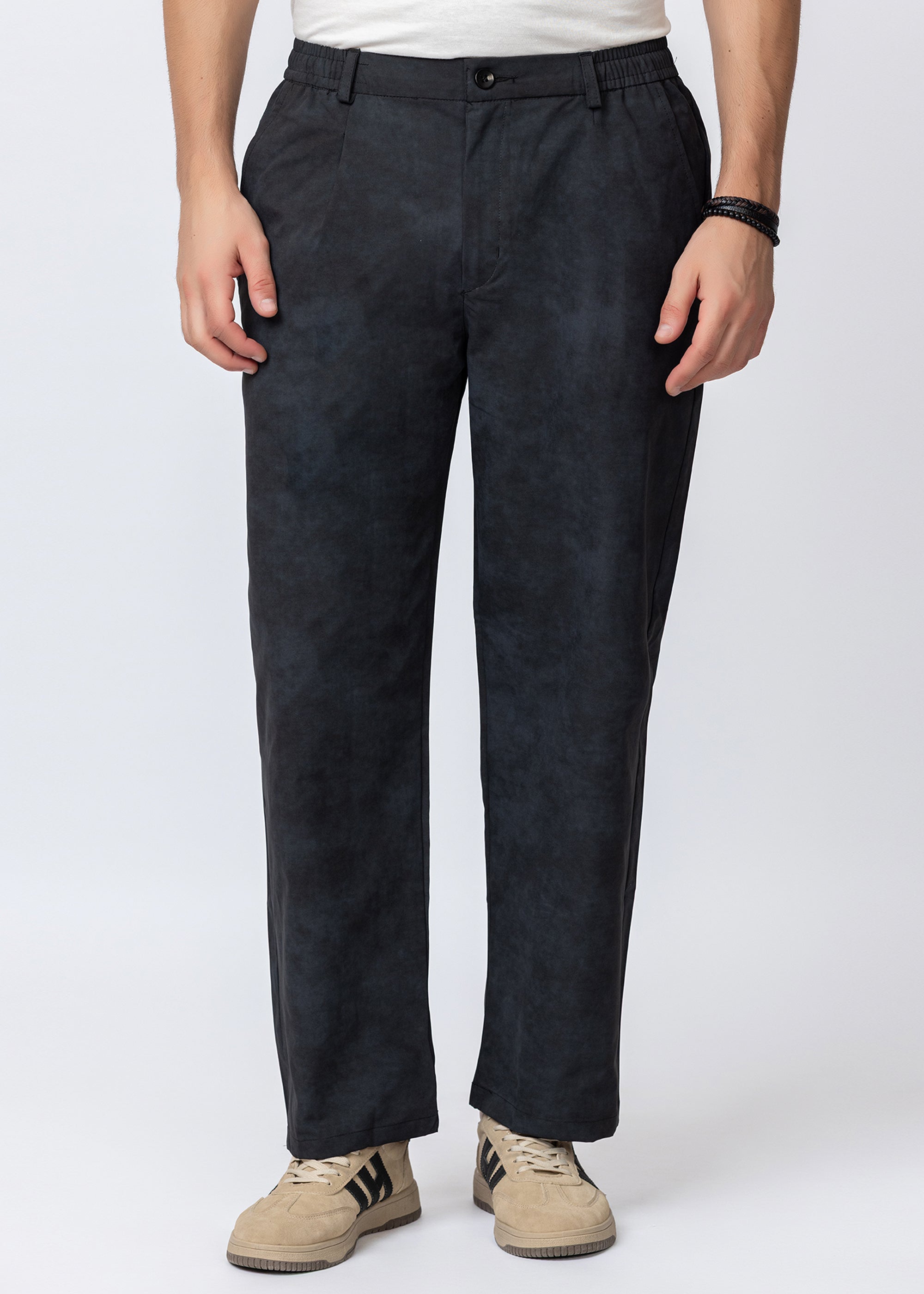 BLACK COMFORT FIT PRINTED PANT