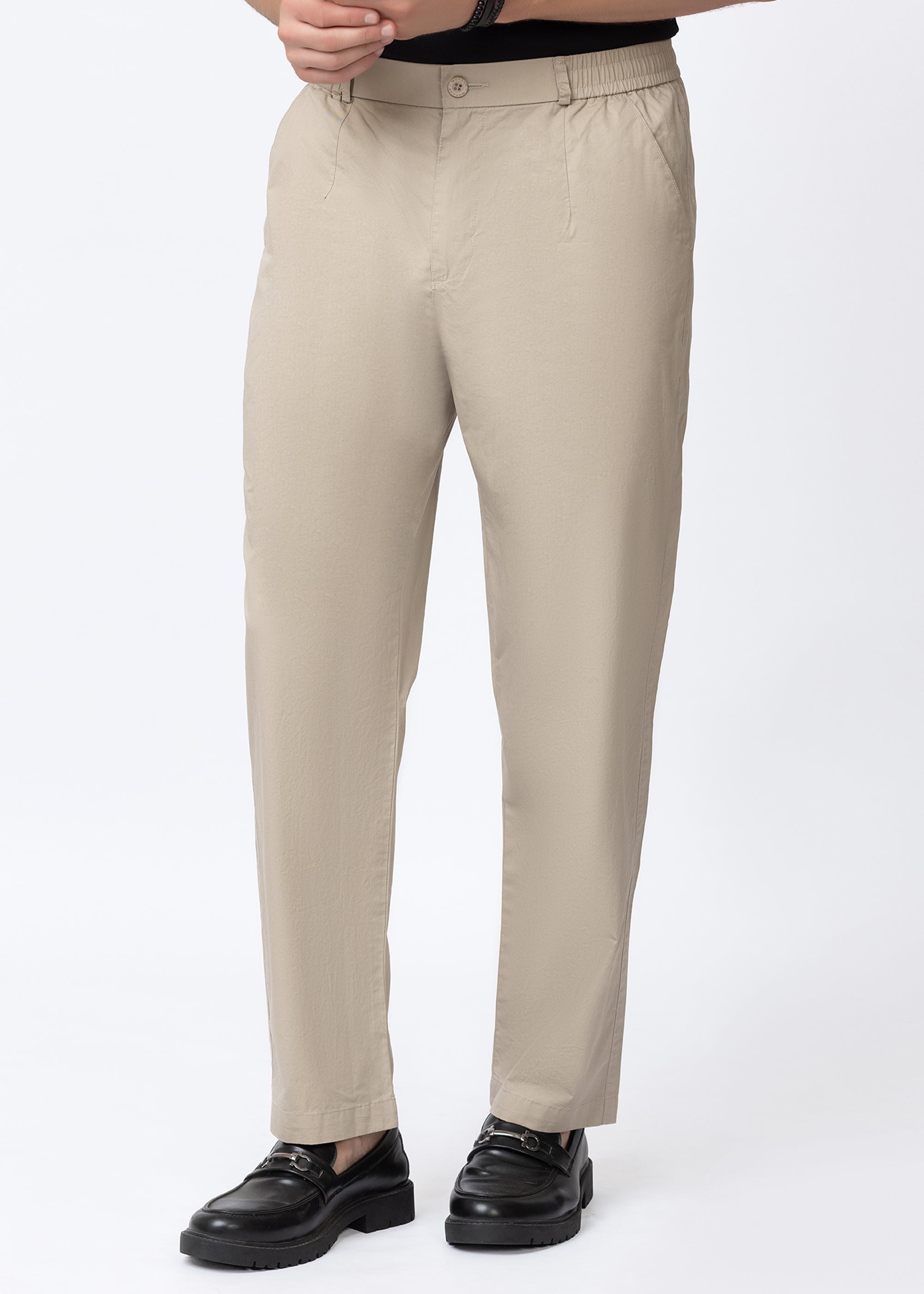 CAMEL COTTON CASUAL TROUSERS