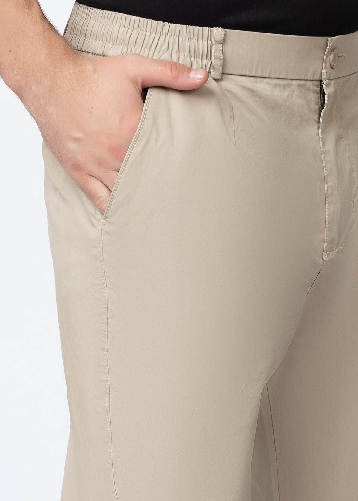 CAMEL COTTON CASUAL TROUSERS