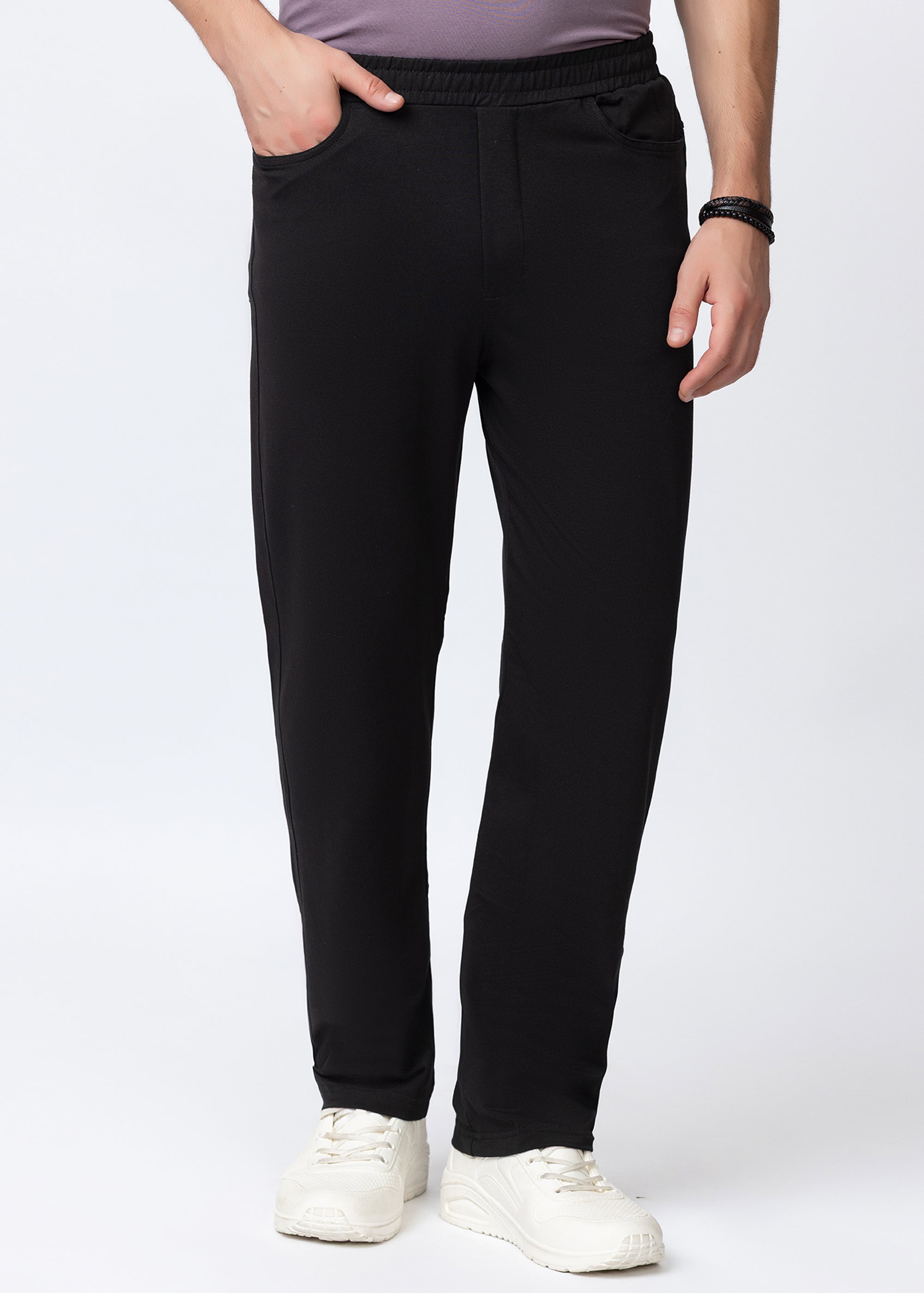 BLACK COMFORT FIT KNITTED PANT
