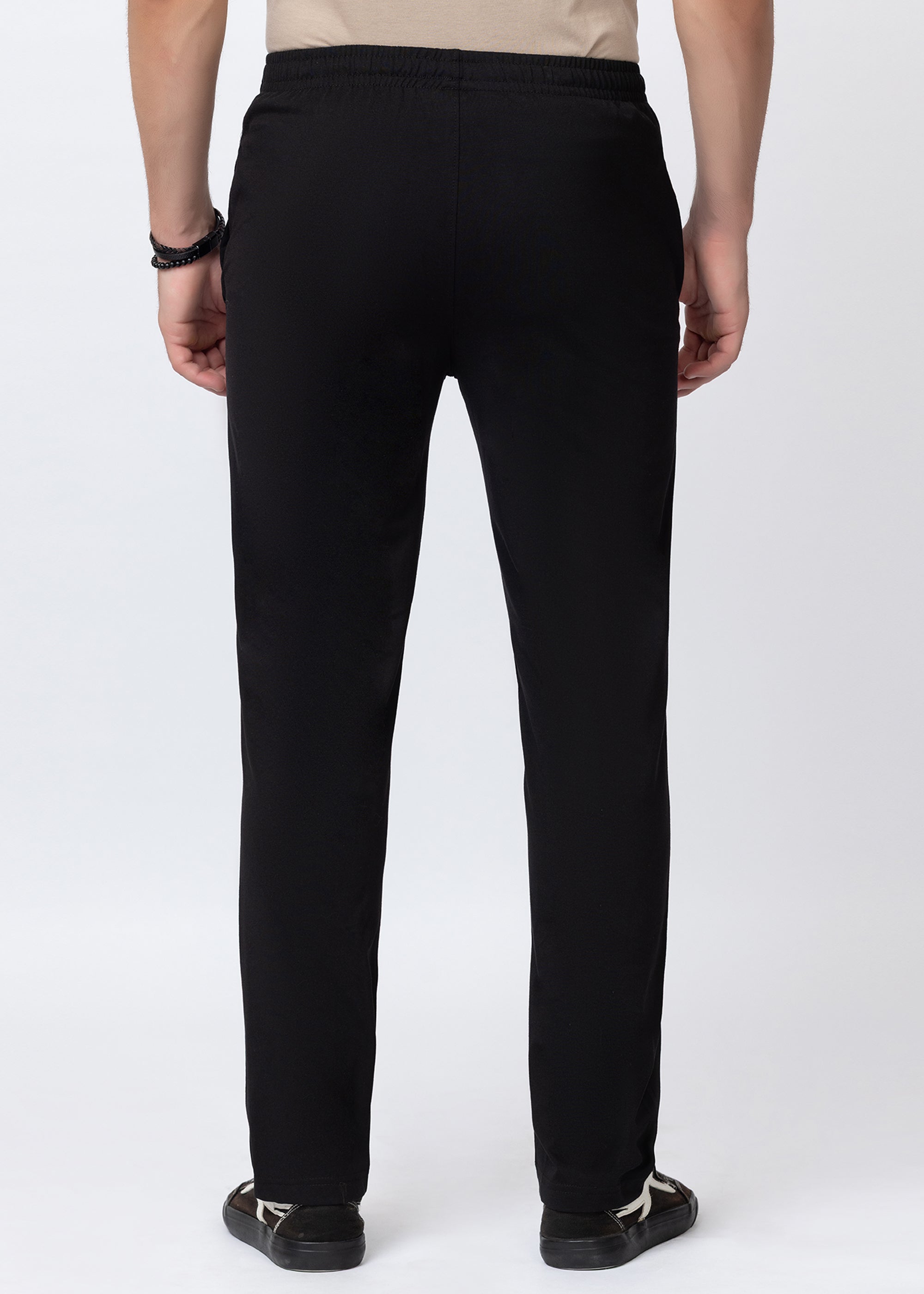 BLACK COTTON BLENDED LOUNGE PANT