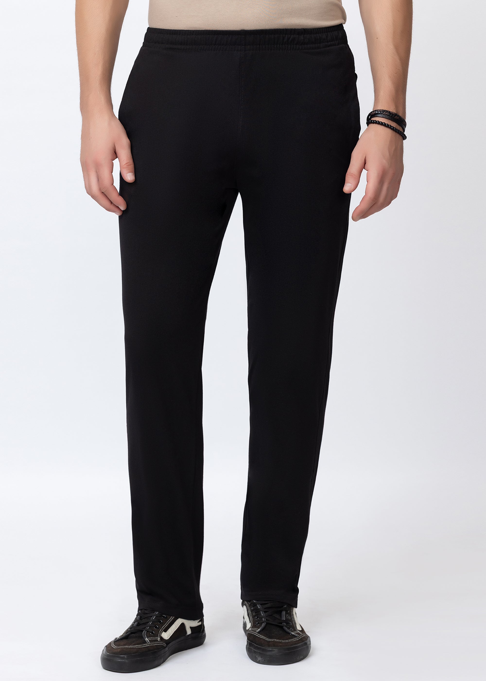 BLACK COTTON BLENDED LOUNGE PANT