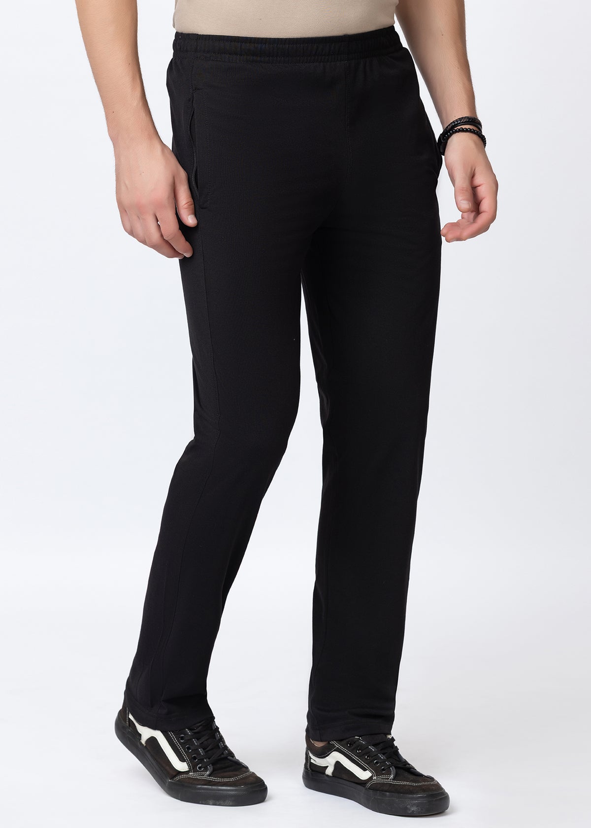 BLACK COTTON BLENDED LOUNGE PANT