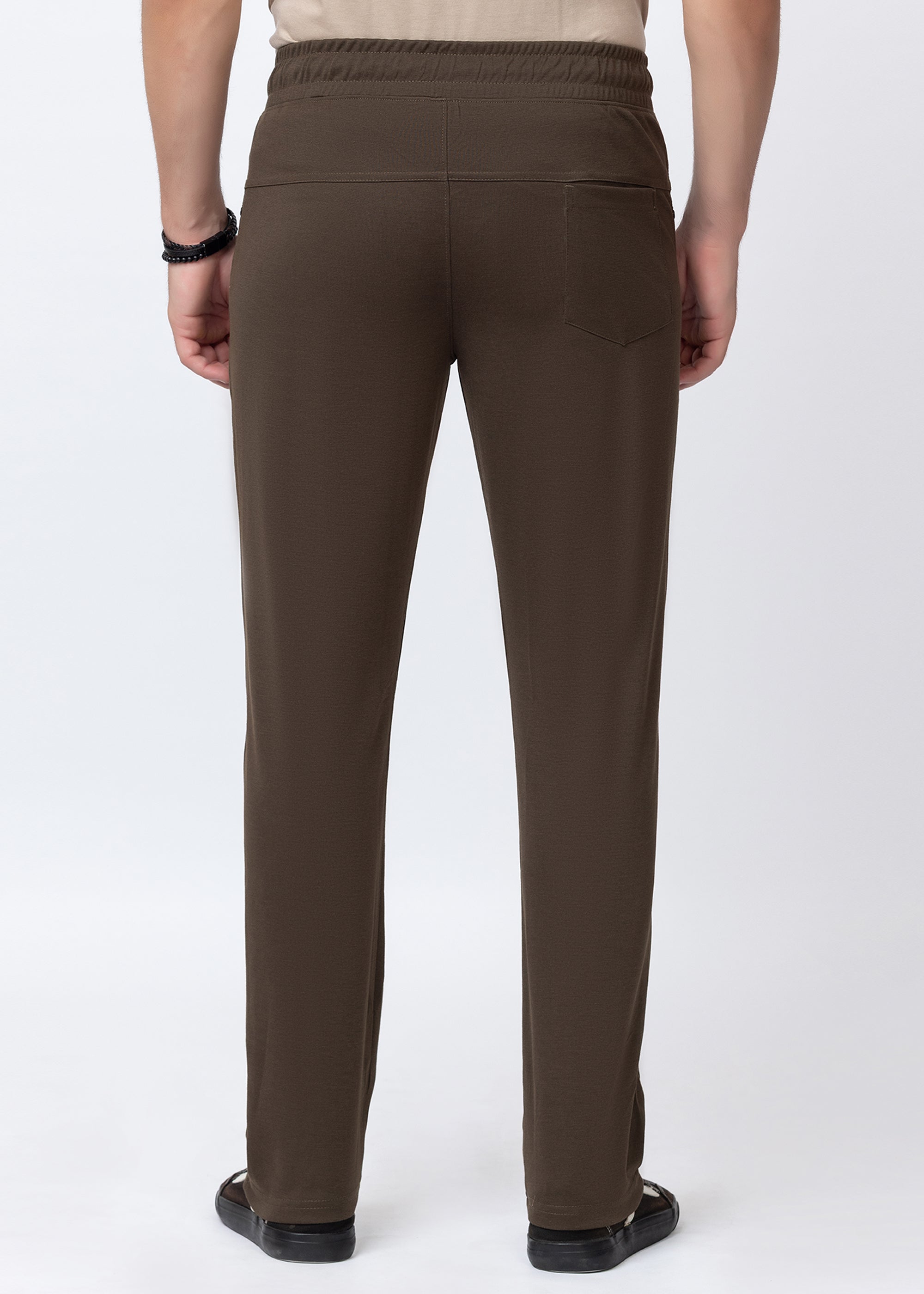 Coffee Cotton Blended Athleisure Pant