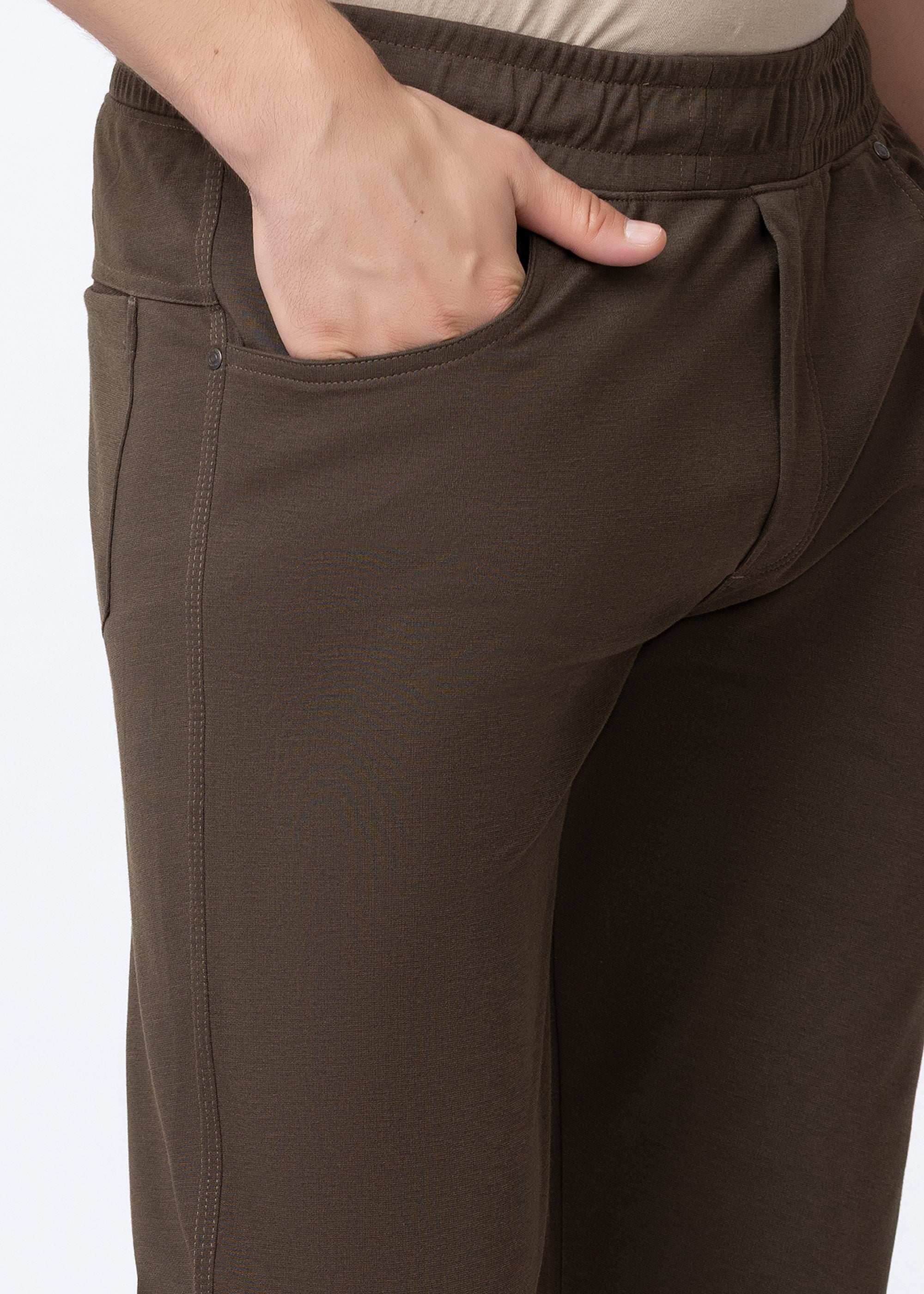 Coffee Cotton Blended Athleisure Pant