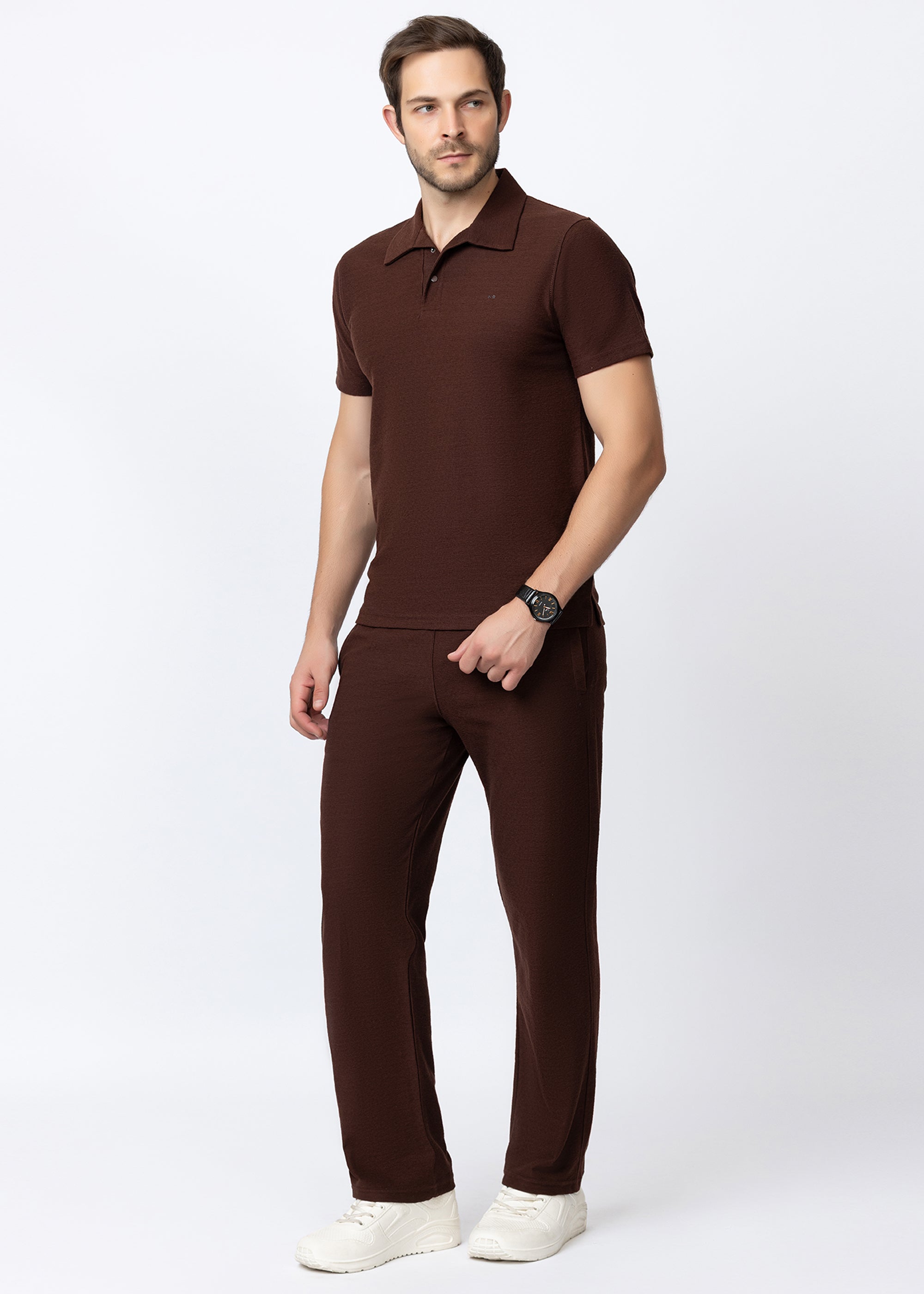 COFFEE Textured Polo Co-ord Set