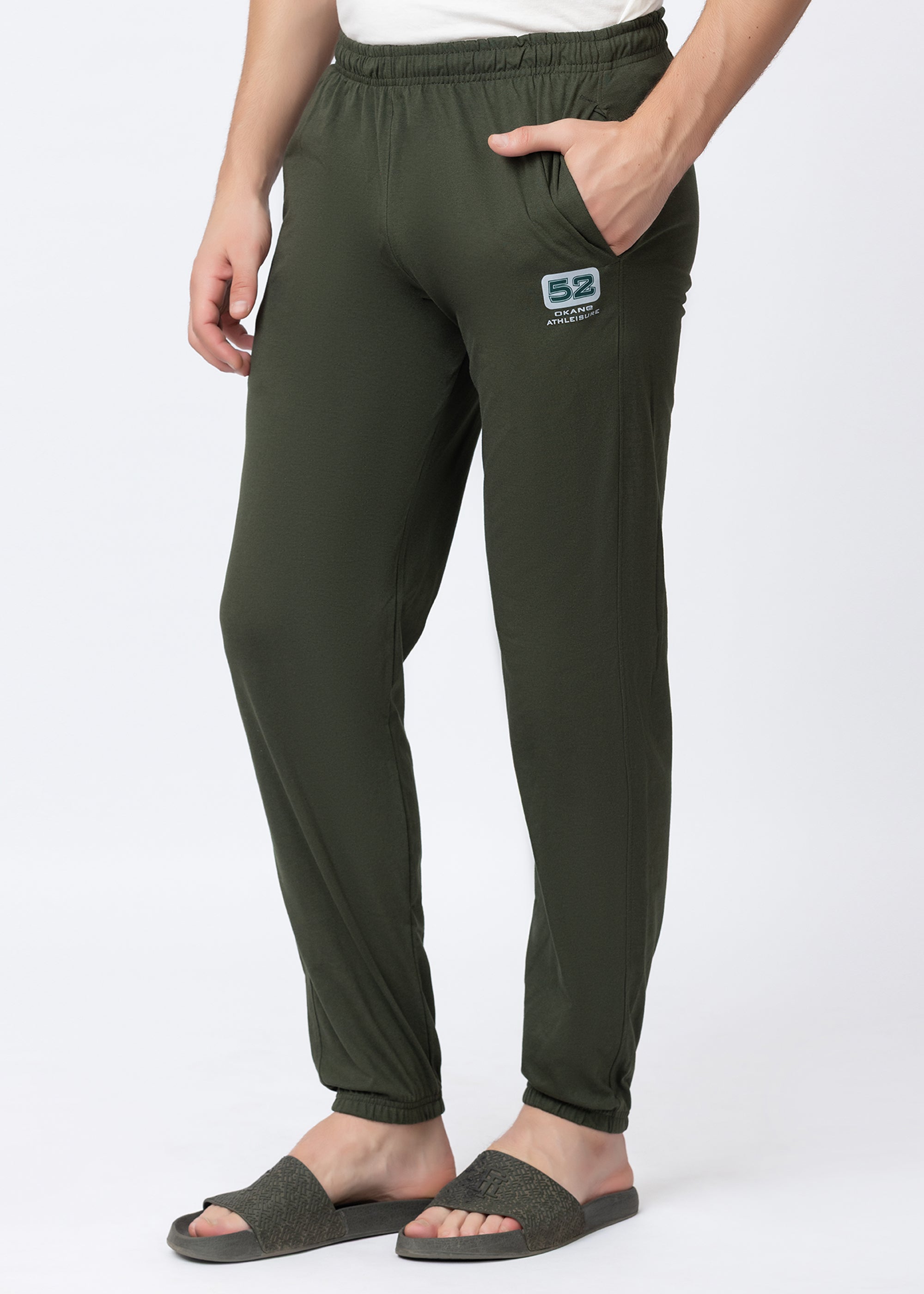 OLIVE COTTON BLENDED LOUNGE PANT