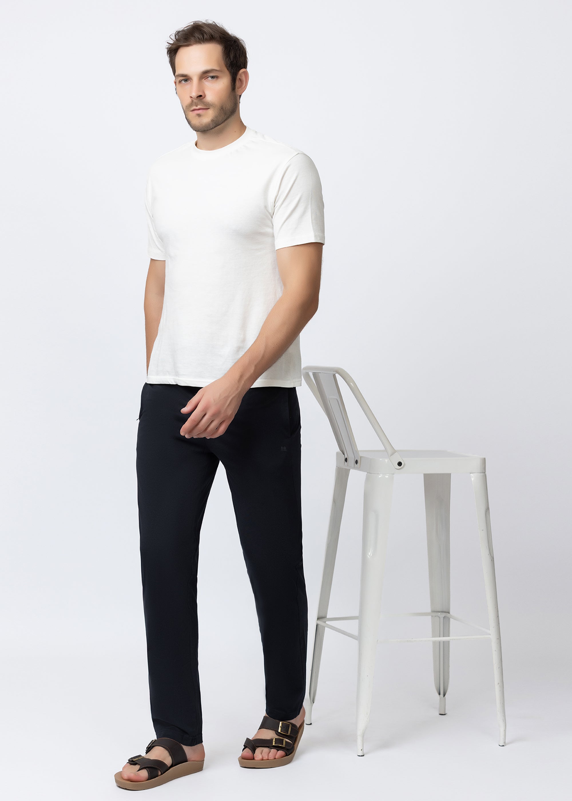 NAVY COTTON BLENDED LOUNGE PANT