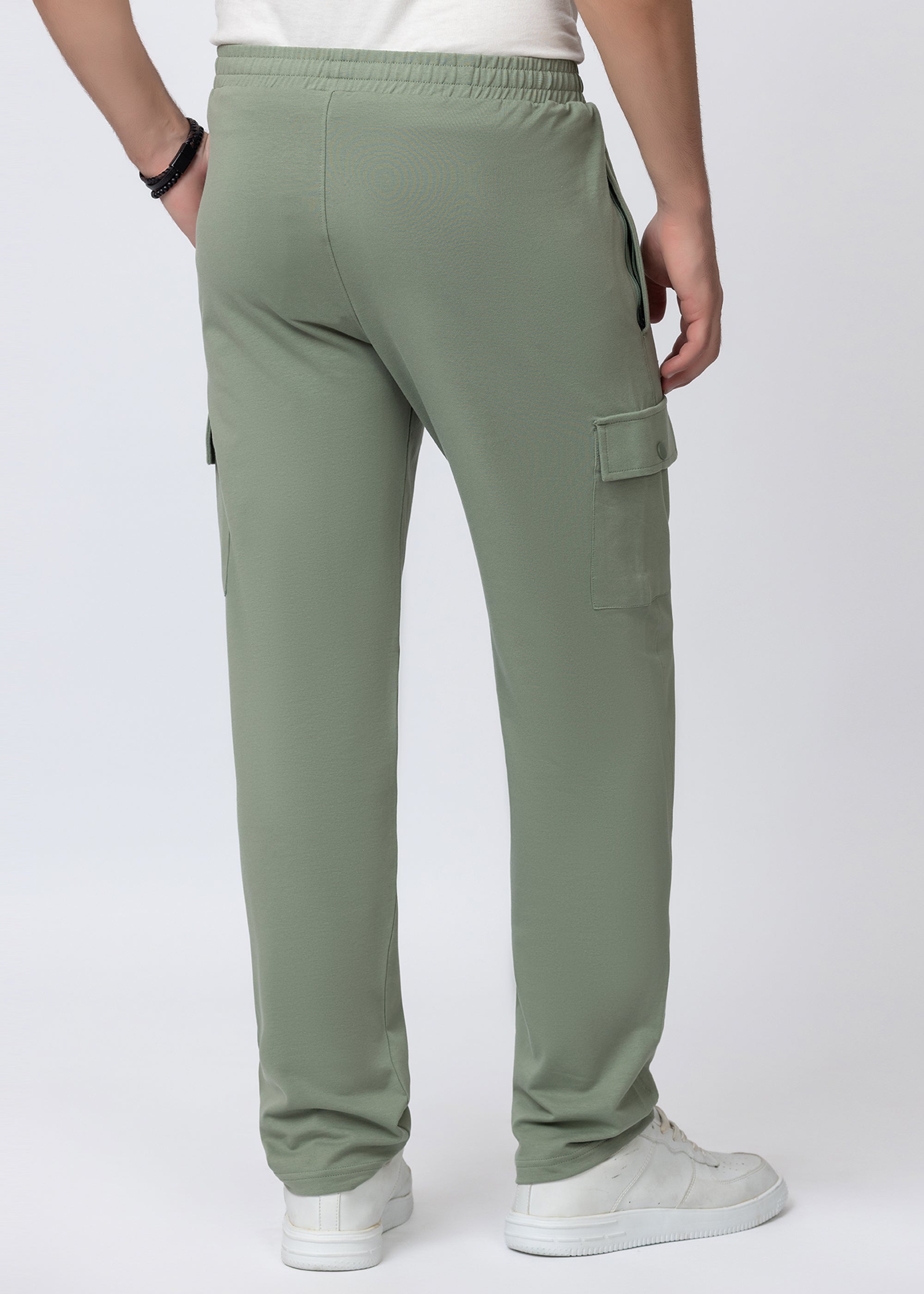 GREEN COMFORT FIT KNITTED CARGO PANT