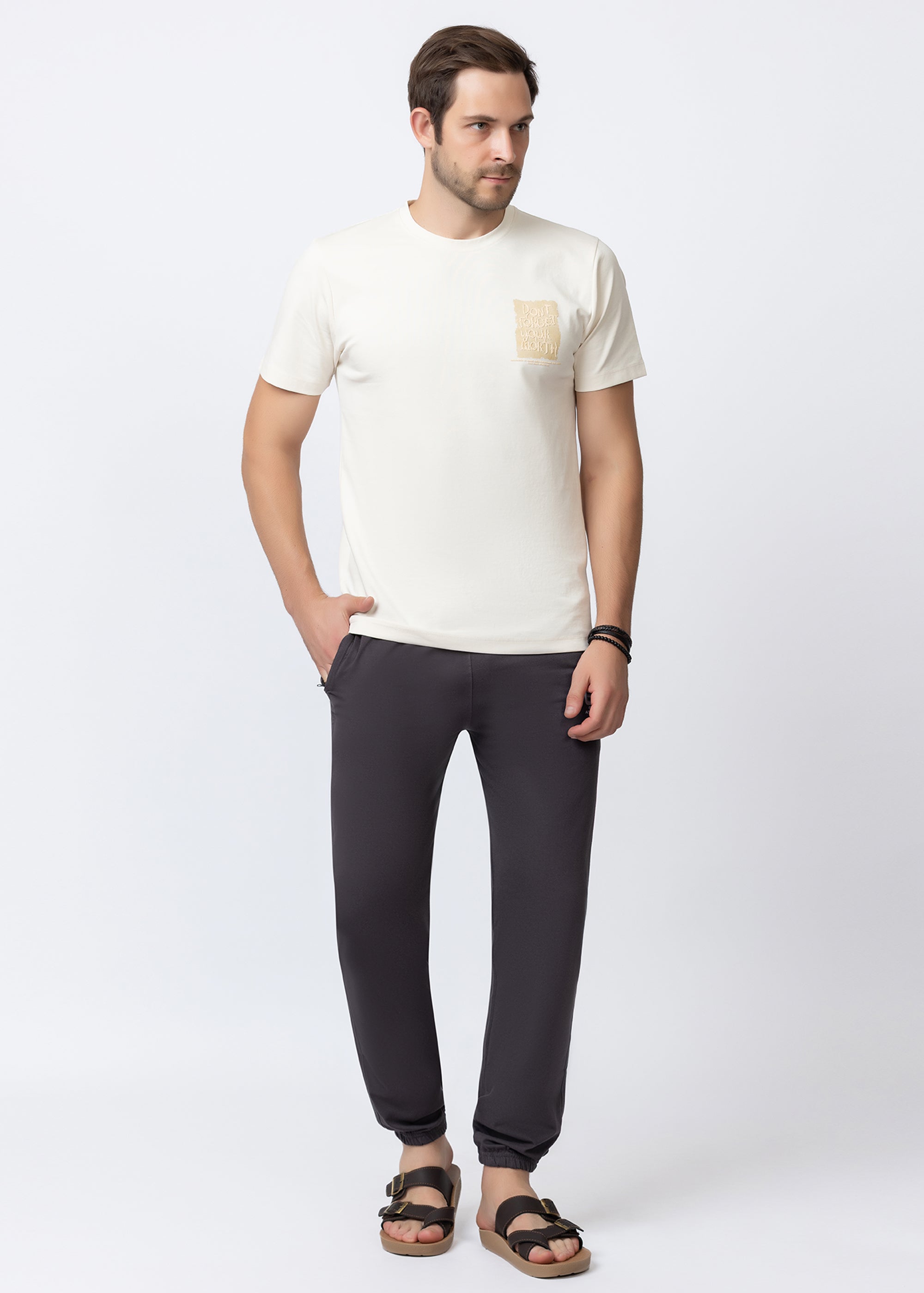 GREY COTTON BLENDED LOUNGE PANT