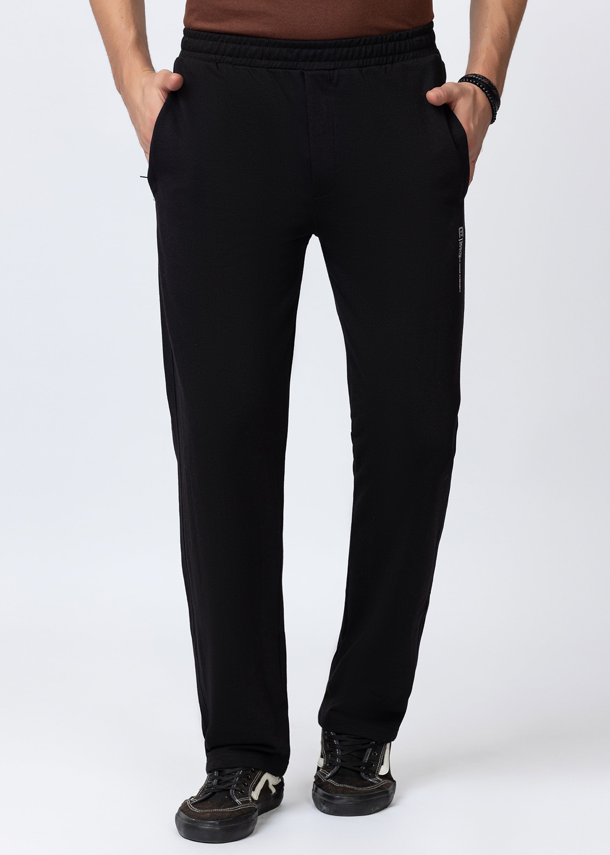 BLACK COTTON BLENDED LOUNGE PANT