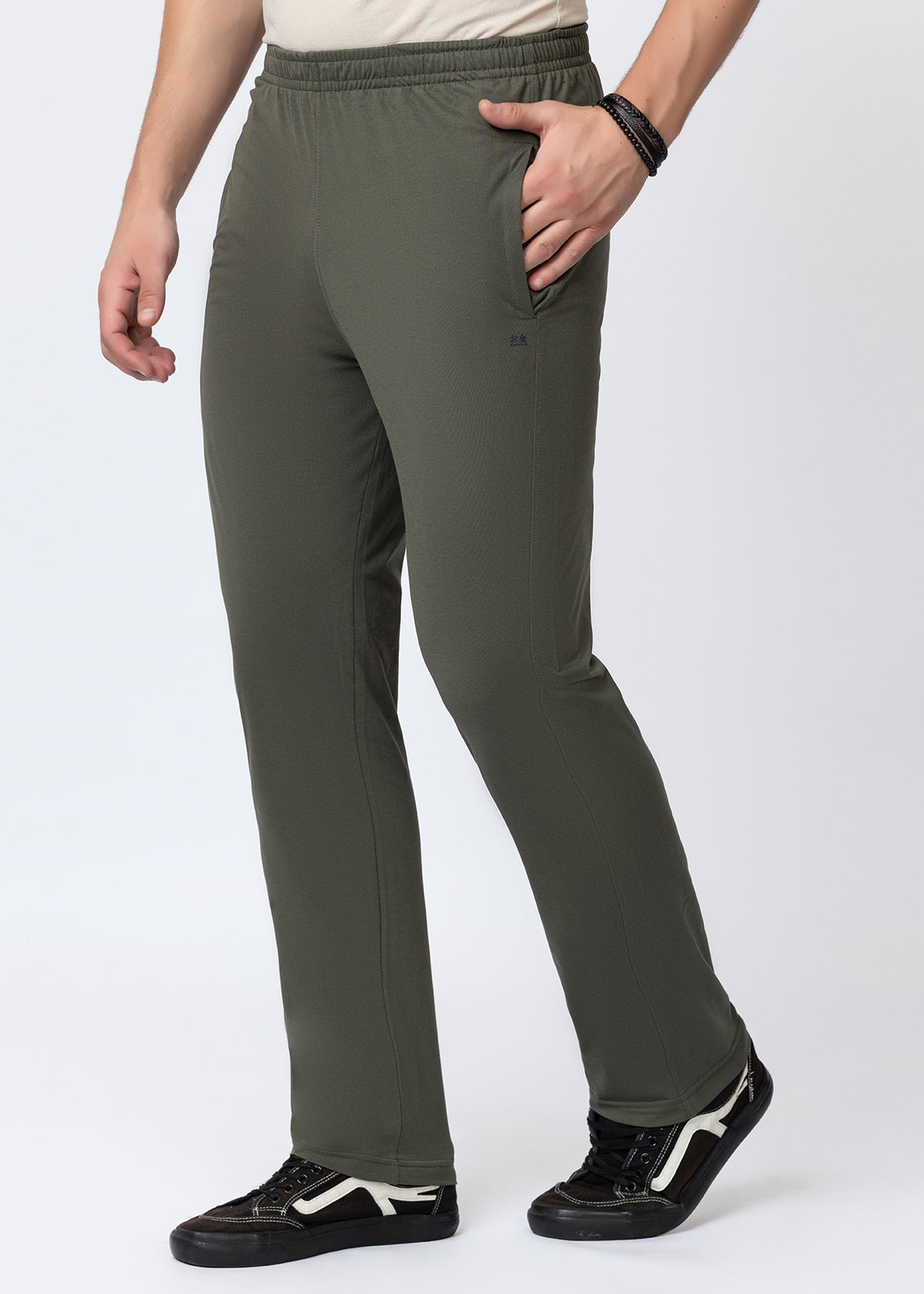 OLIVE COTTON BLENDED LOUNGE PANT