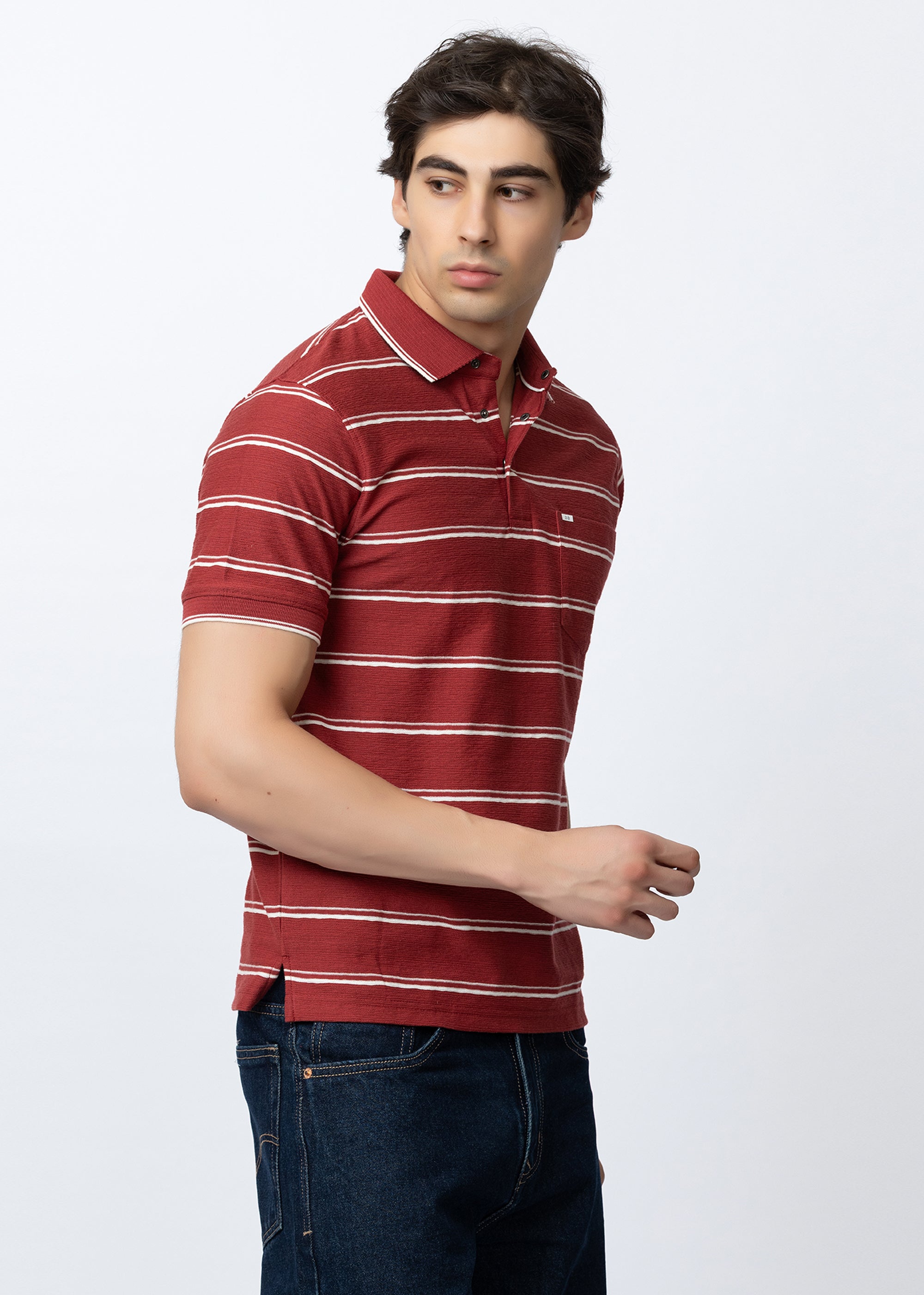 Dark red Knit Polo T-Shirt