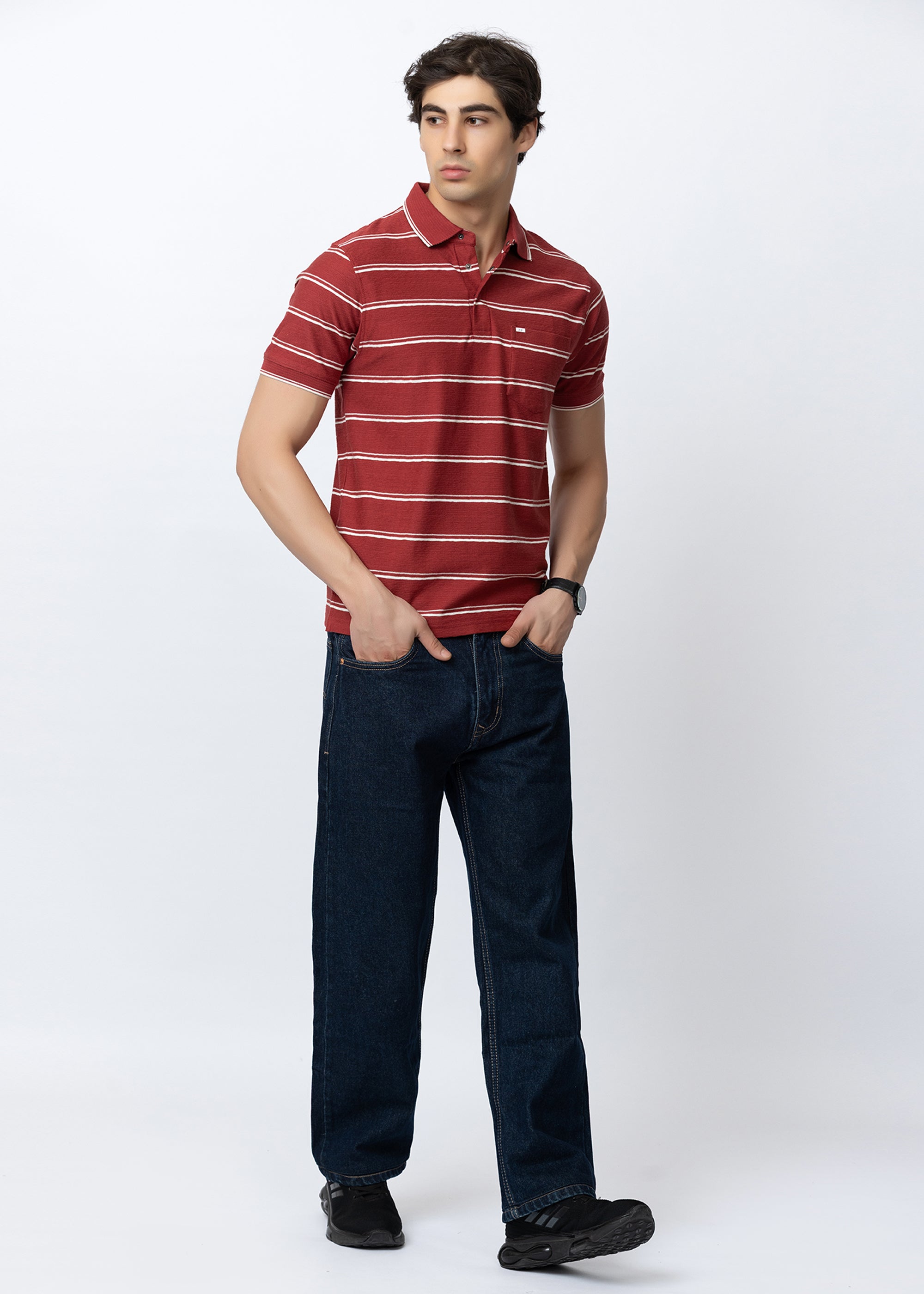Dark red Knit Polo T-Shirt