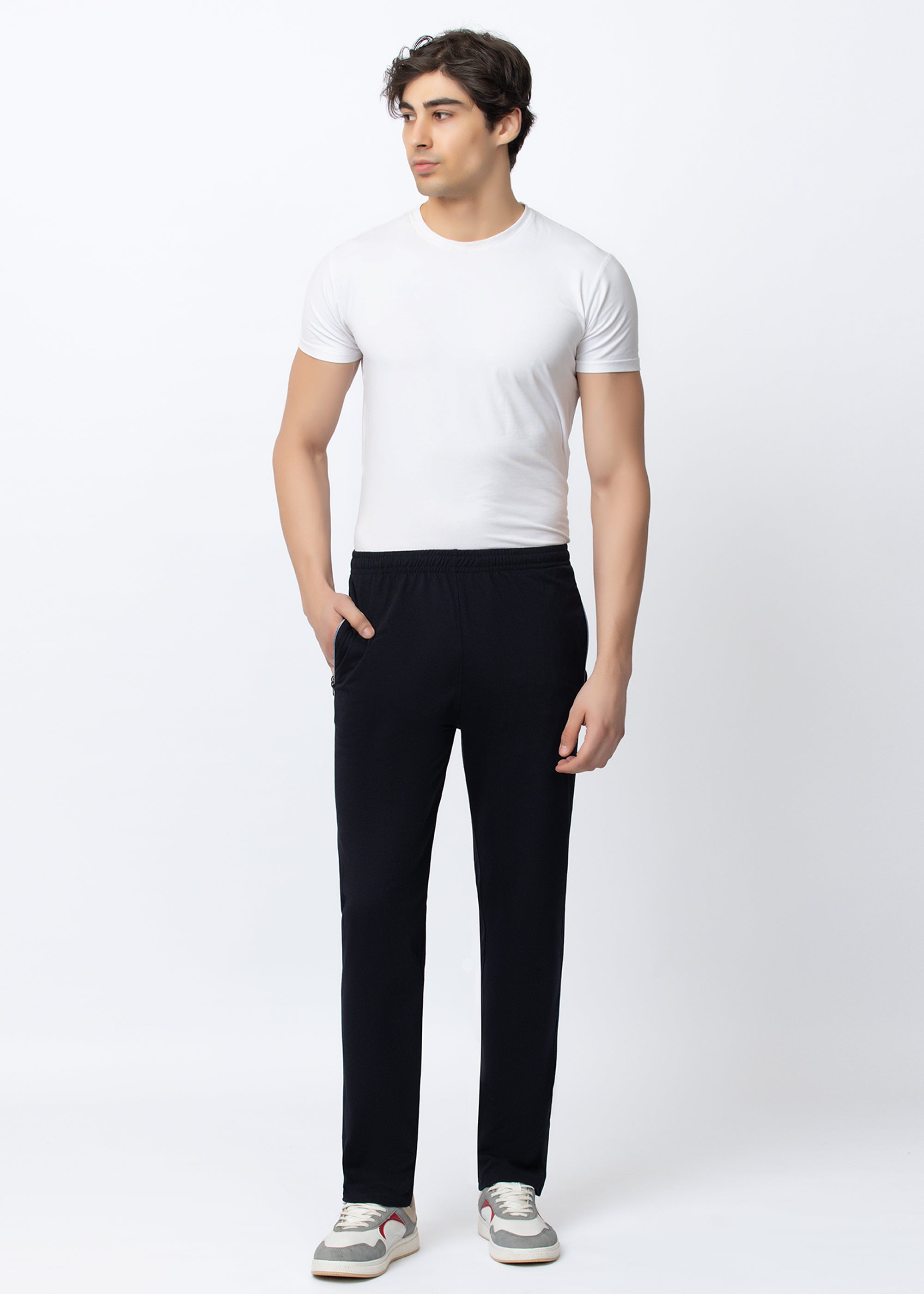 BLACK COTTON BLENDED LOUNGE PANT