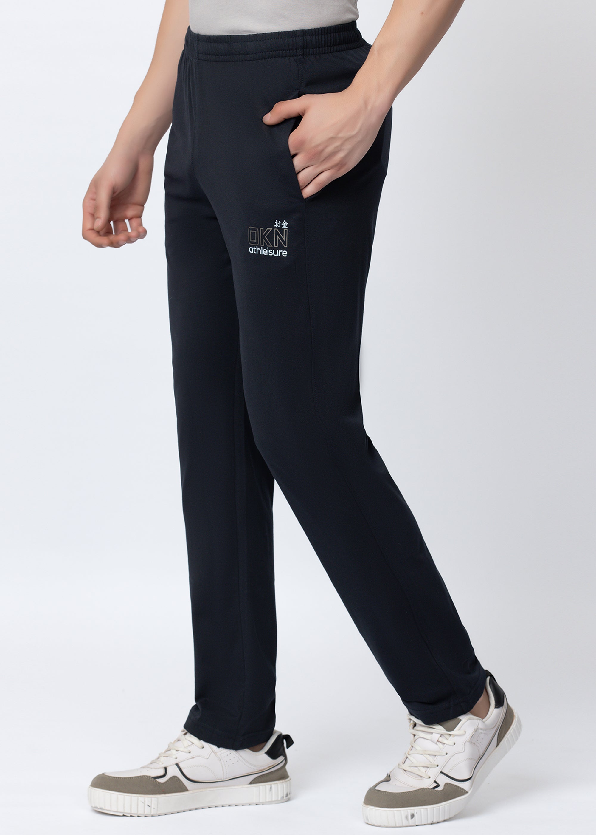 NAVY SOLID COTTON BLENDED LOUNGE PANT