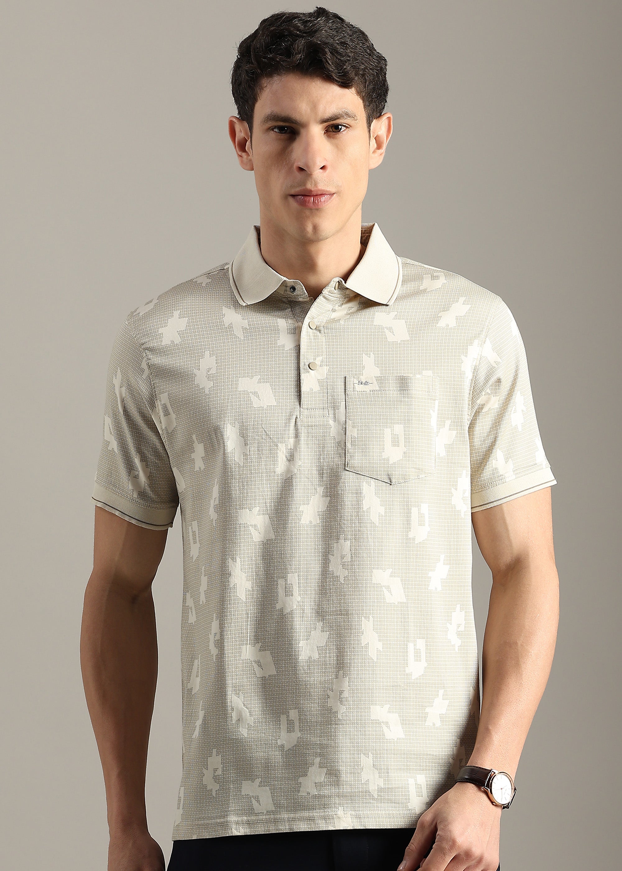 BEIGE PREMIUM COTTON ELASTANE POLO SHIRT