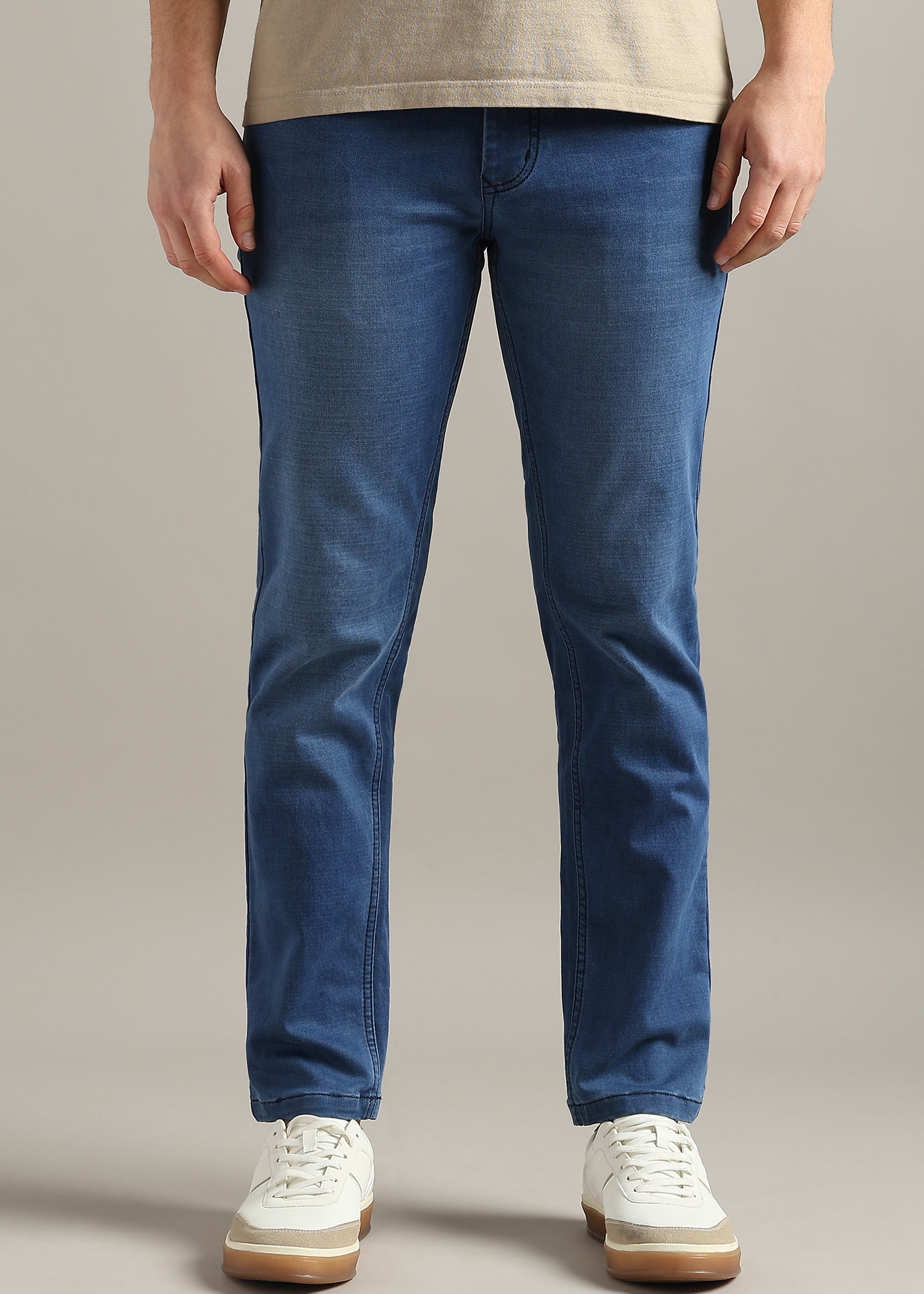 L.Blue Straight Fit Mid Rise Light Fade Jeans