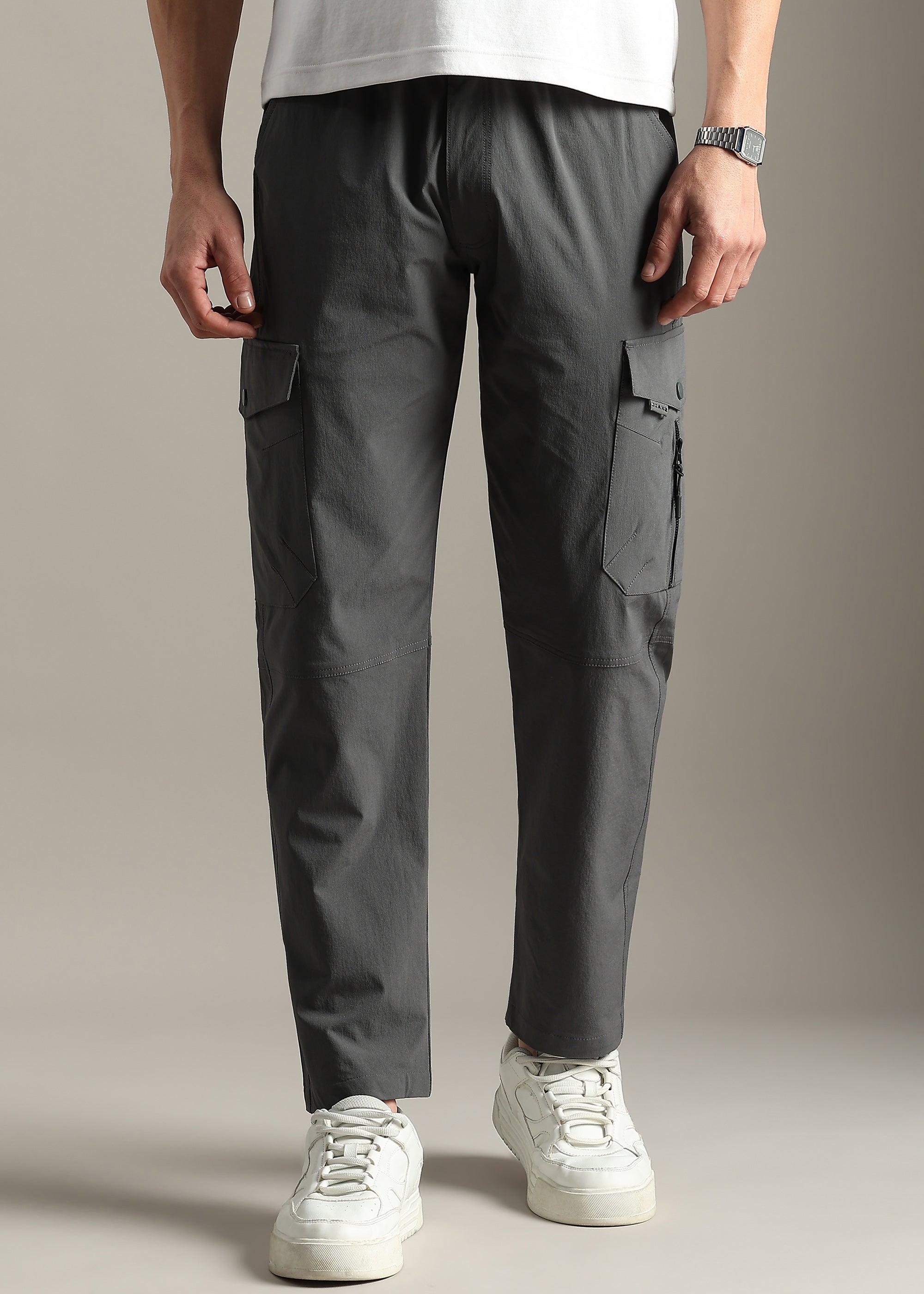 GREY PREMIUM NYLON BLENDED CARGO PANT