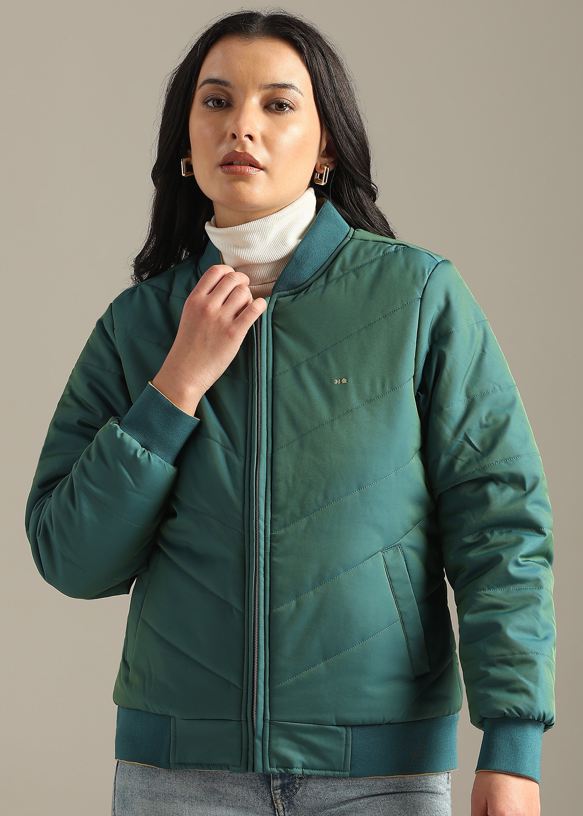 OLIVE SOLID REVERSIBLE TRENDY FULL SLEEVE JACKET