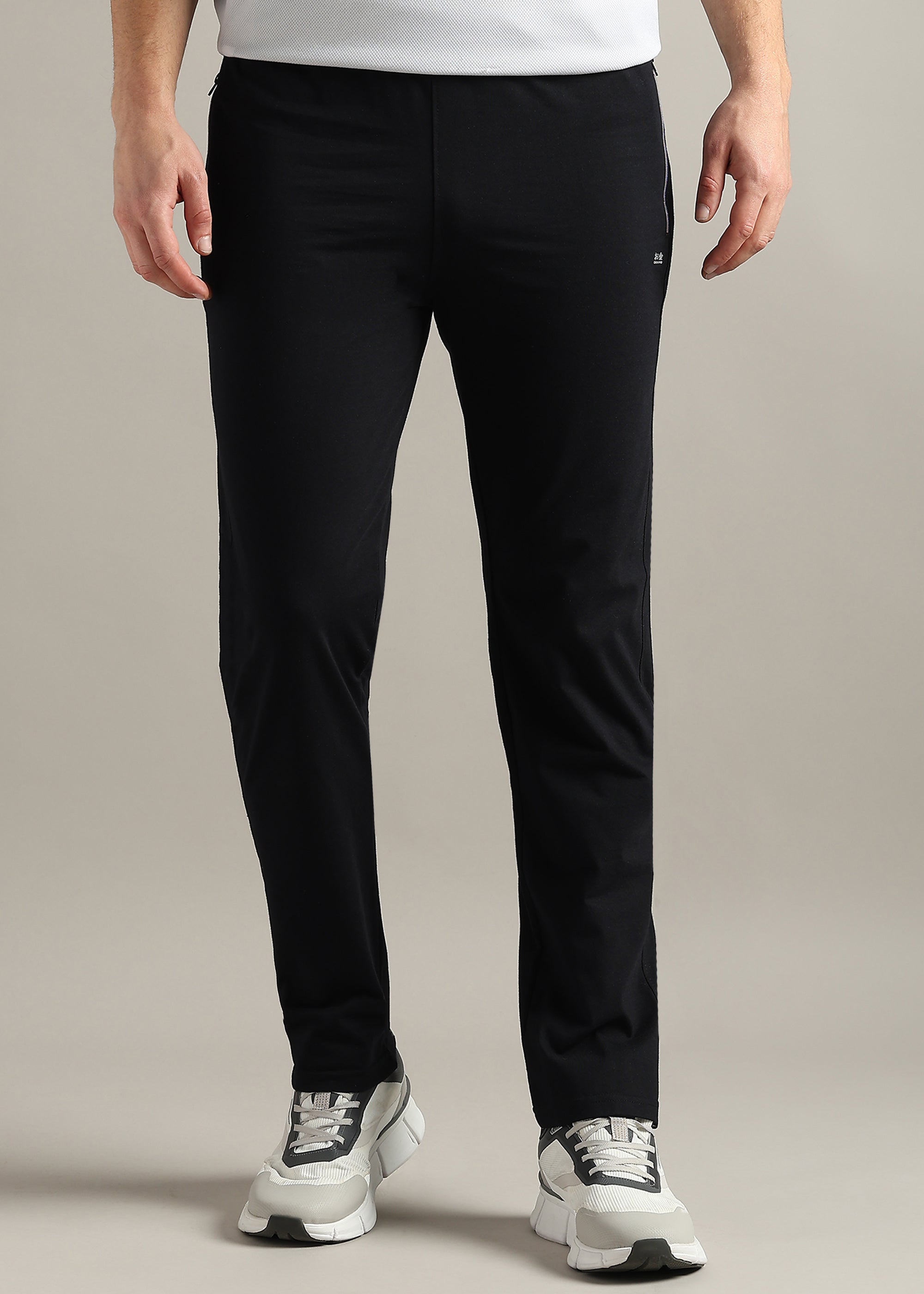 BLACK SOLID COTTON BLENDED LOUNGE PANT