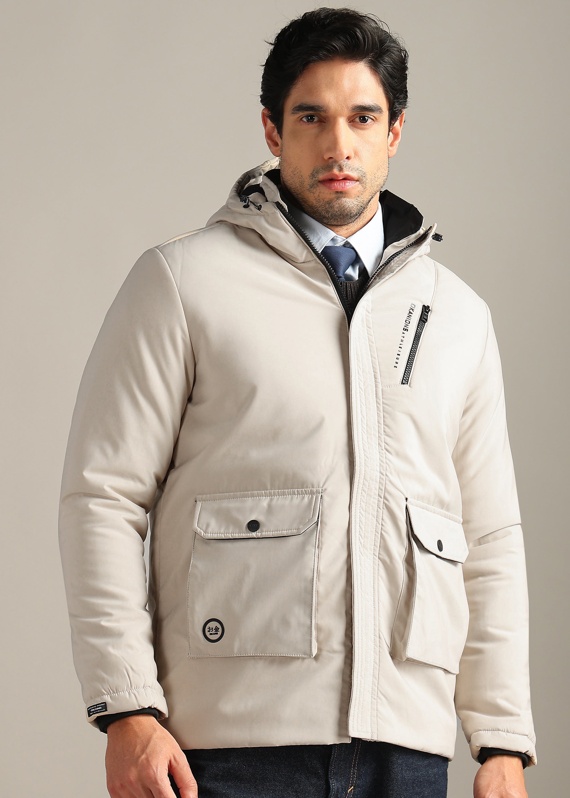 FAWN SOLID POLYESTER SKY FULL SLEEVE JACKET