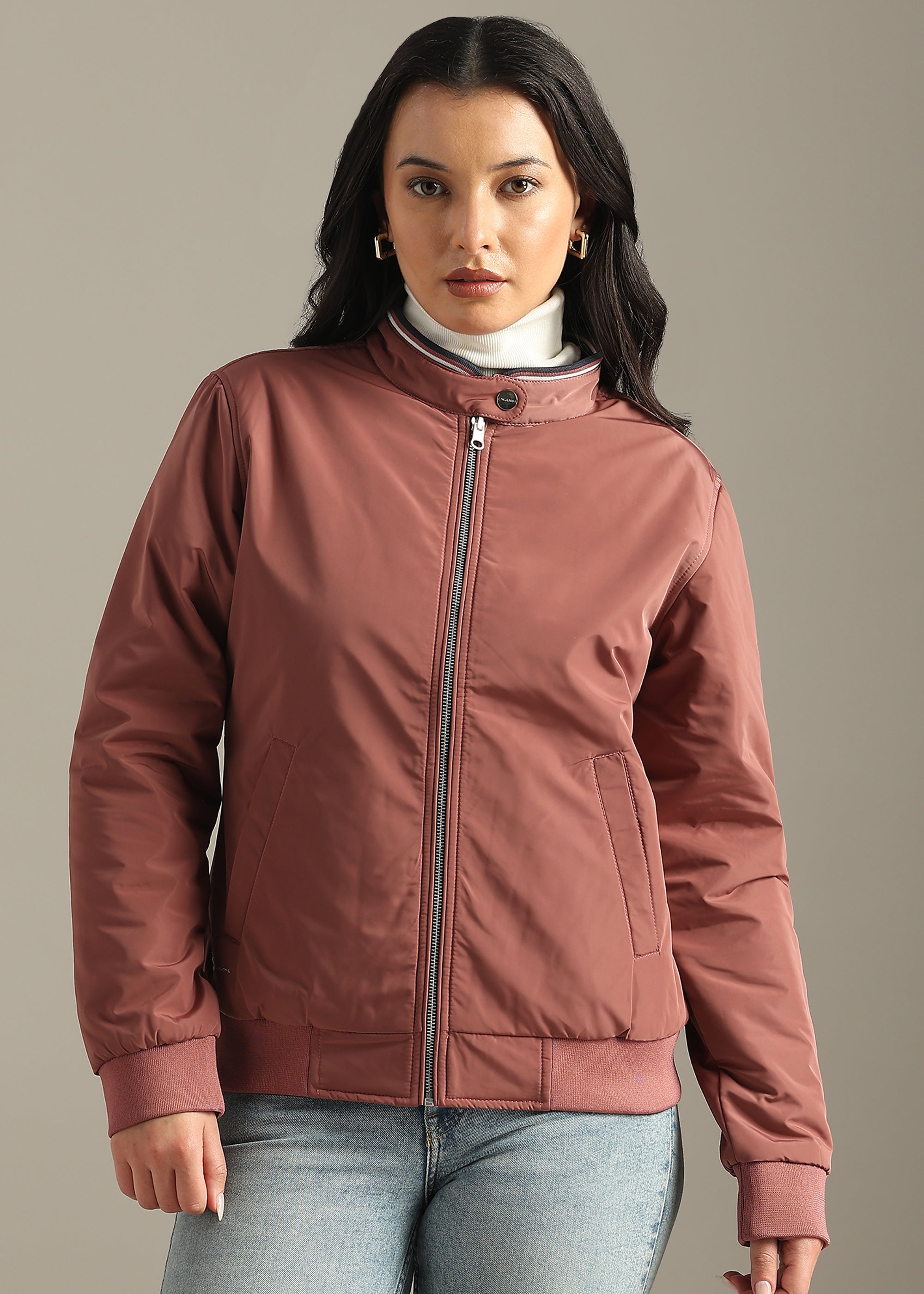 PINK NYLON PREMIUM REVERSIBLE FULL SLEEVE JACKET