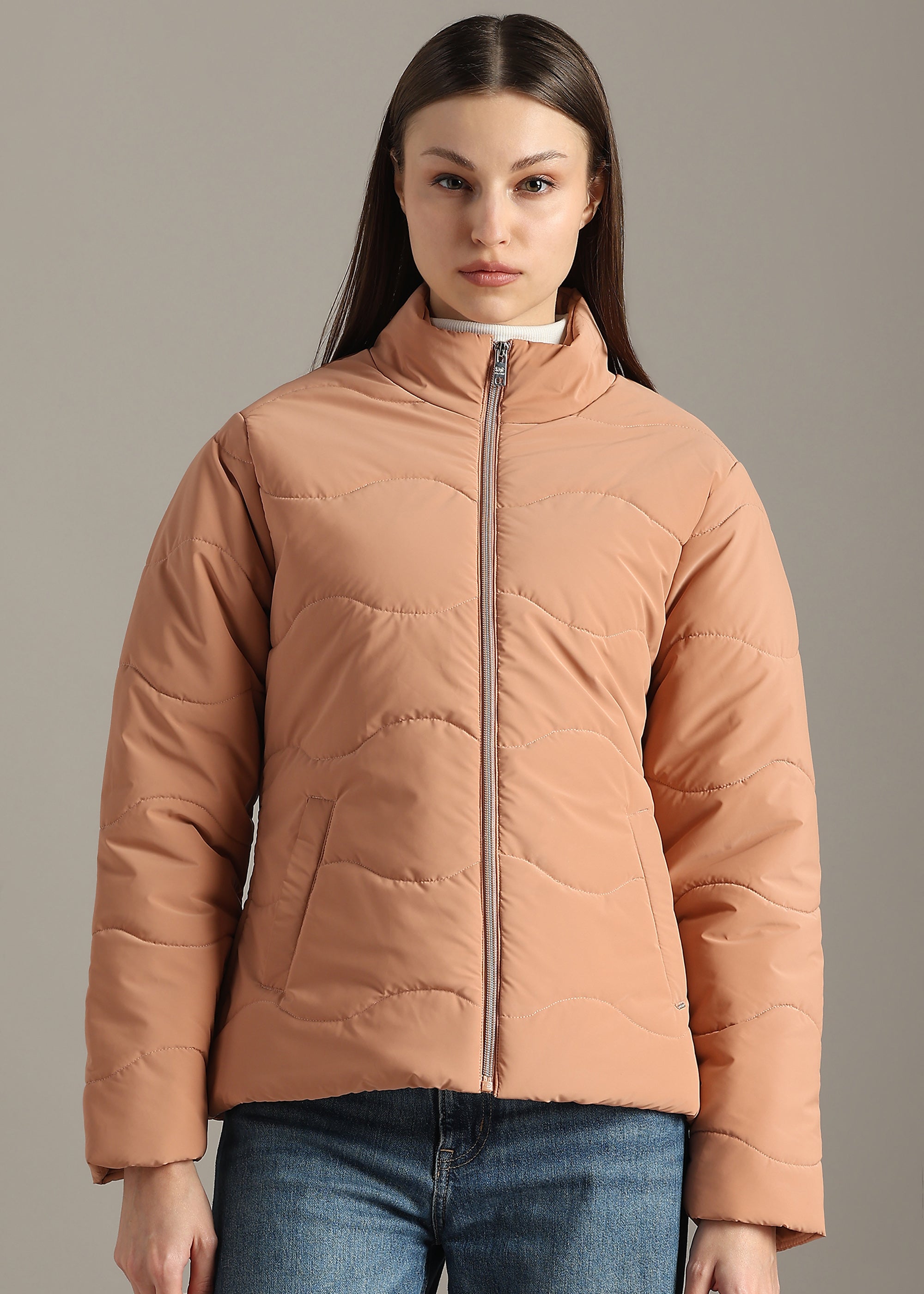PEACH NYLON TRENDING SOFT QUALITY FULL SLEEVE JACKET