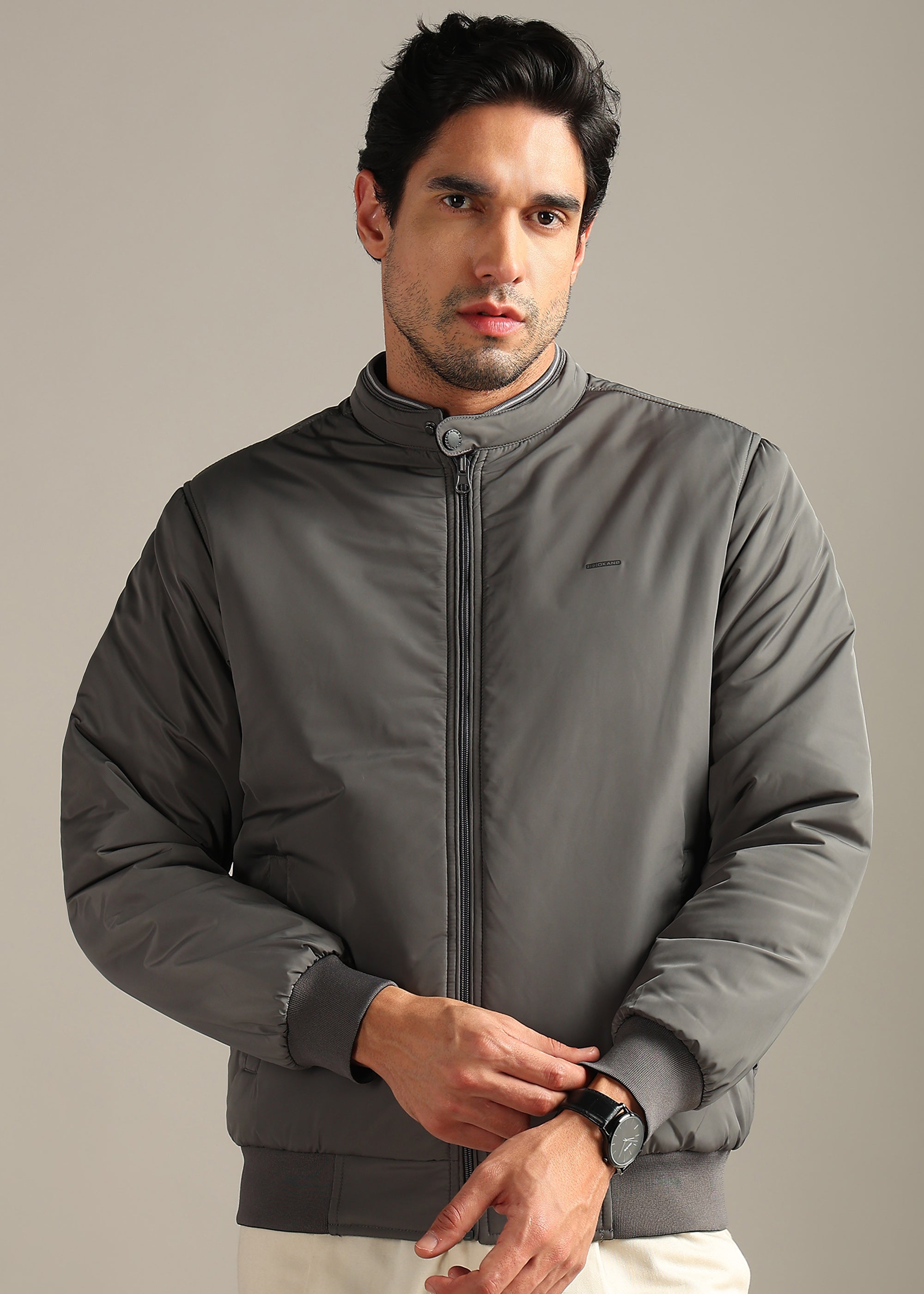 GREY SOLID  REVERSIBLE WITH SWEAT SHIRT INSIDE