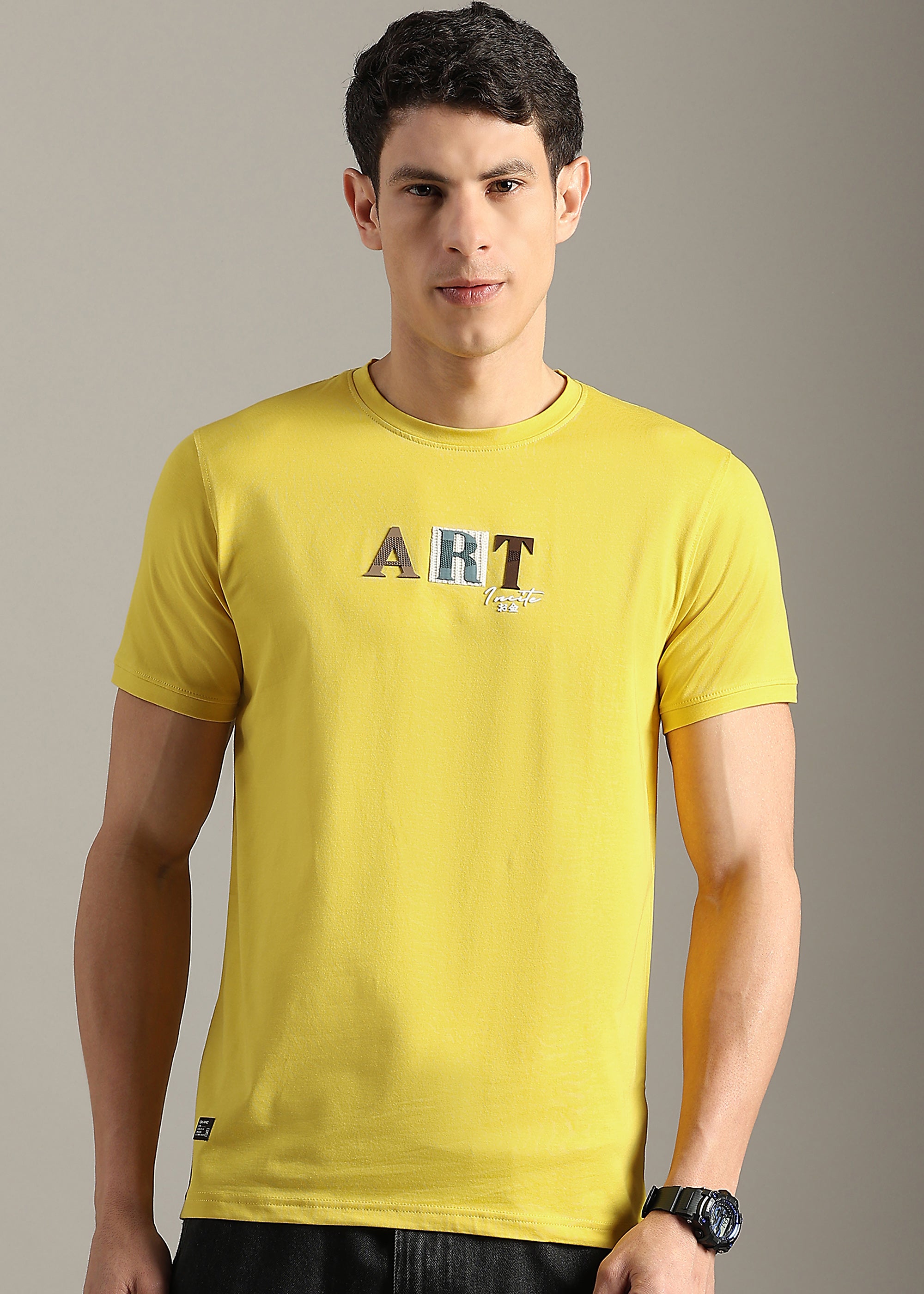 YELLOW PREMIUM COTTON ELASTEN T-SHIRT