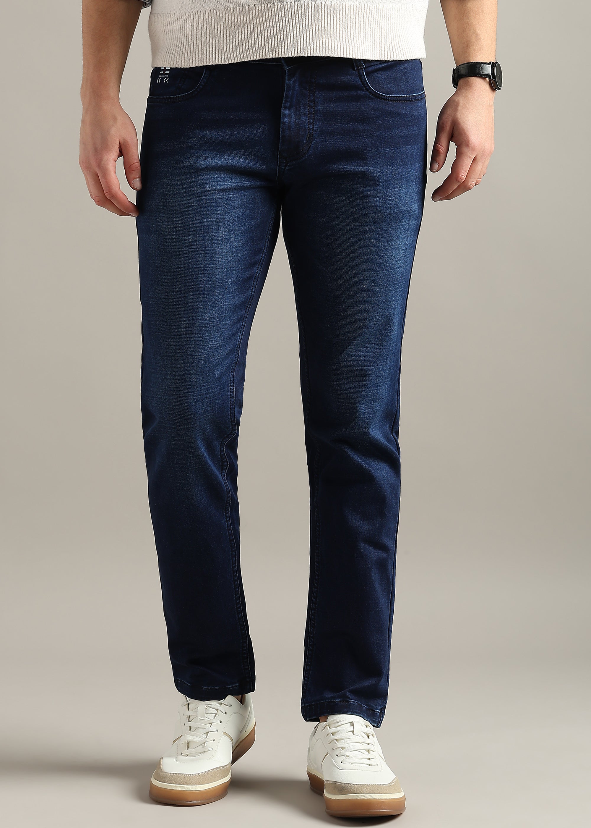 Denim Straight Fit Mid Rise Light Fade Jeans