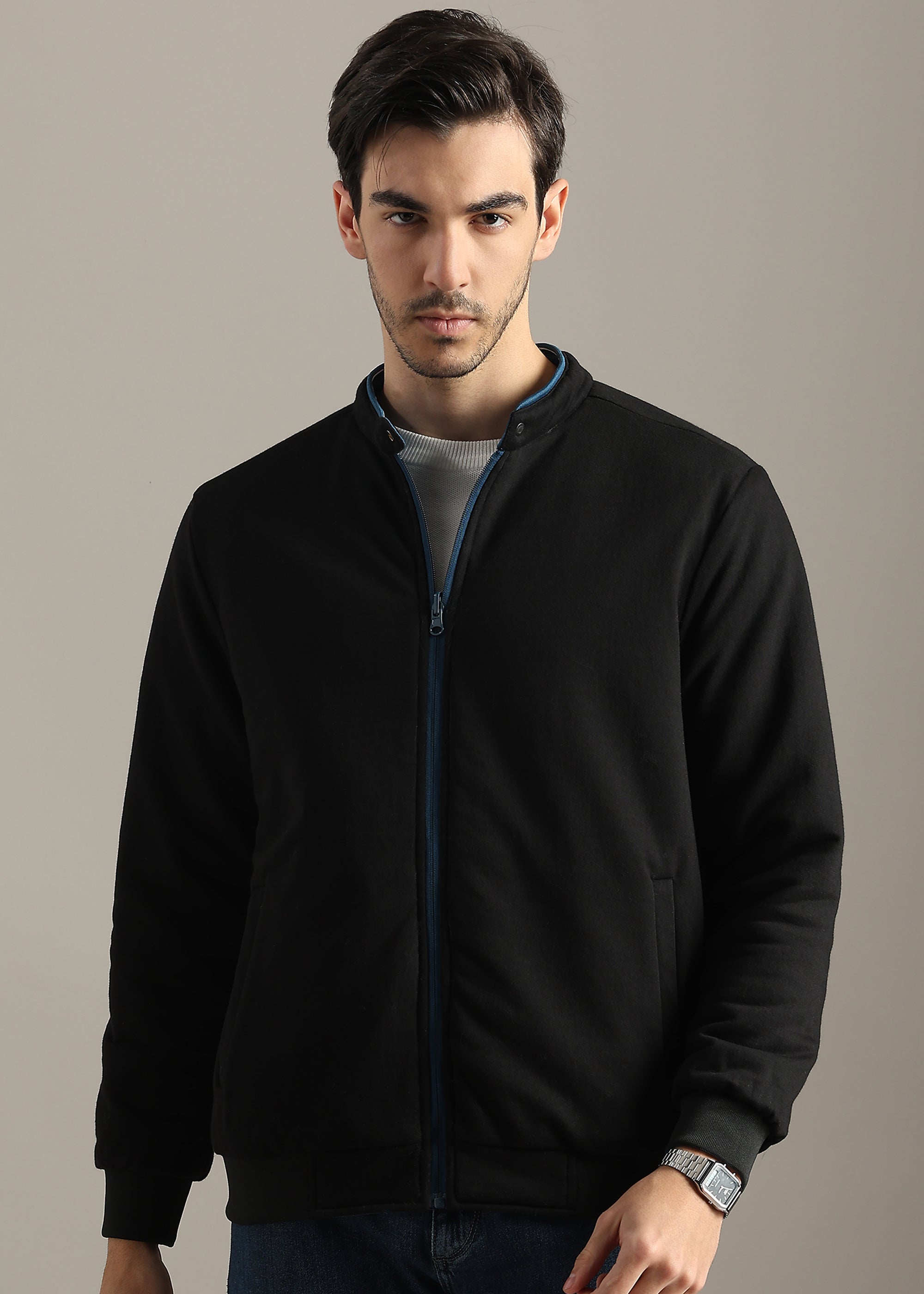 DENIM SOLID  REVERSIBLE WITH SWEAT SHIRT INSIDE