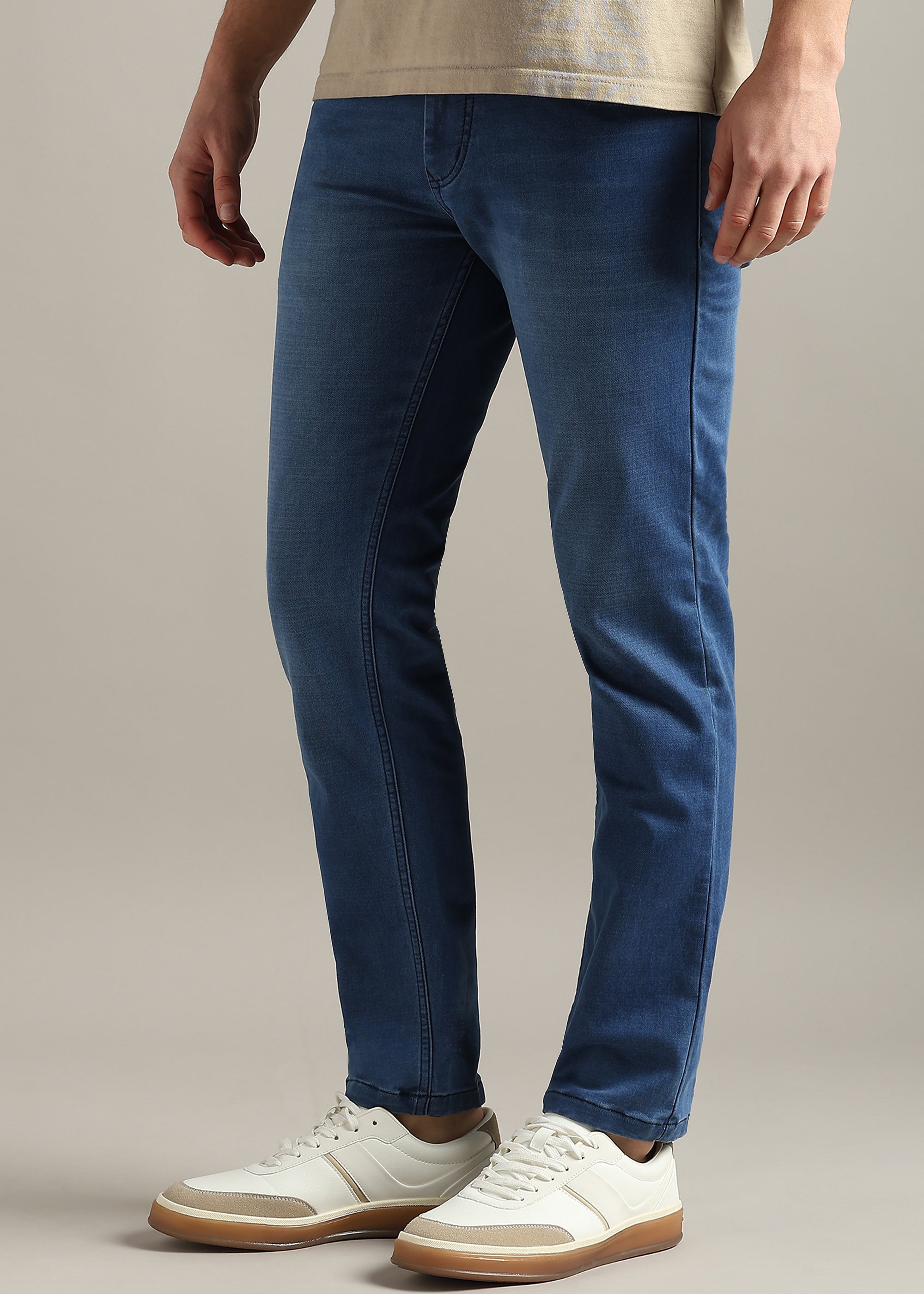 L.Blue Straight Fit Mid Rise Light Fade Jeans