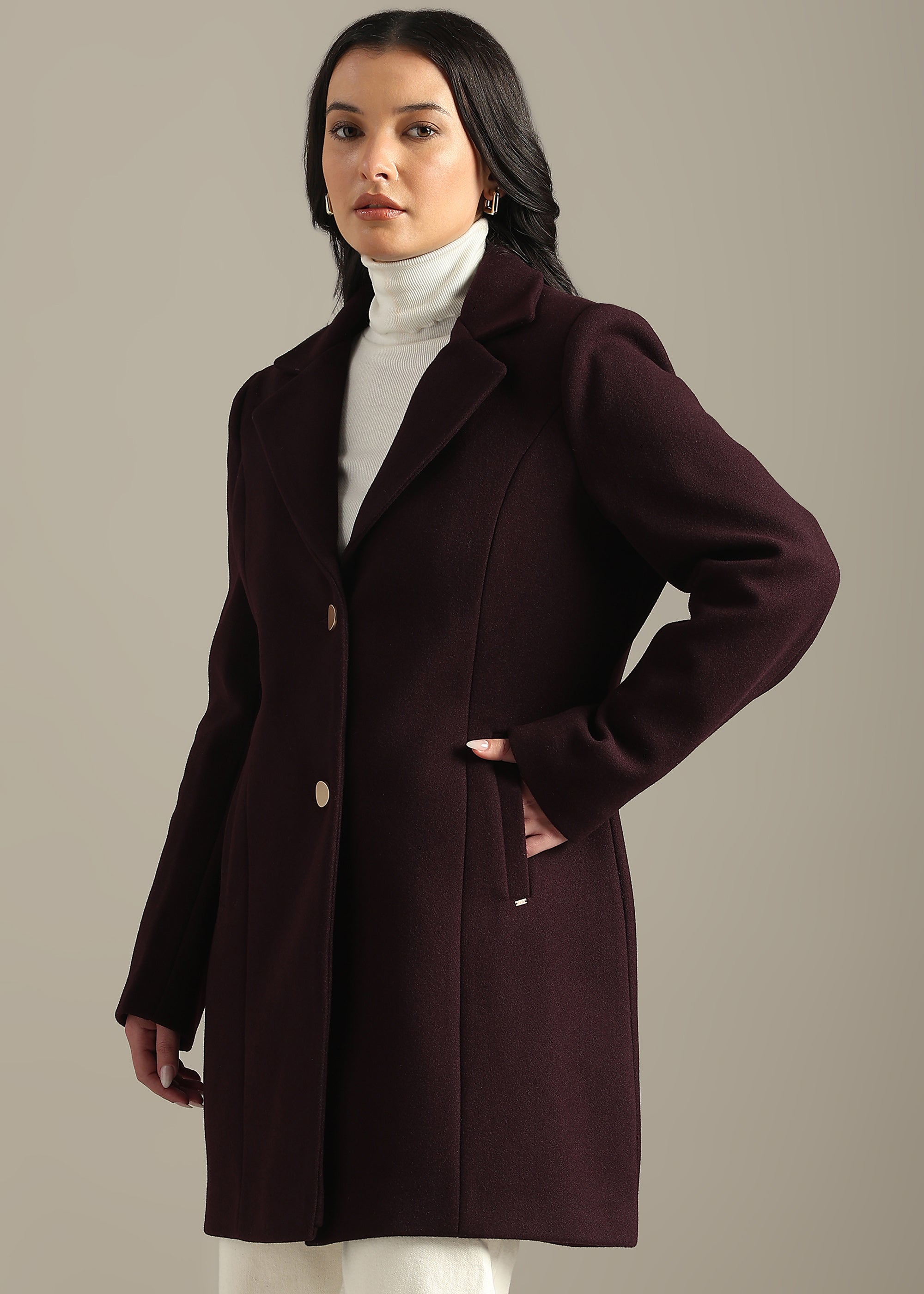 WINE SOLID WINTER ESSENTIAL COAT