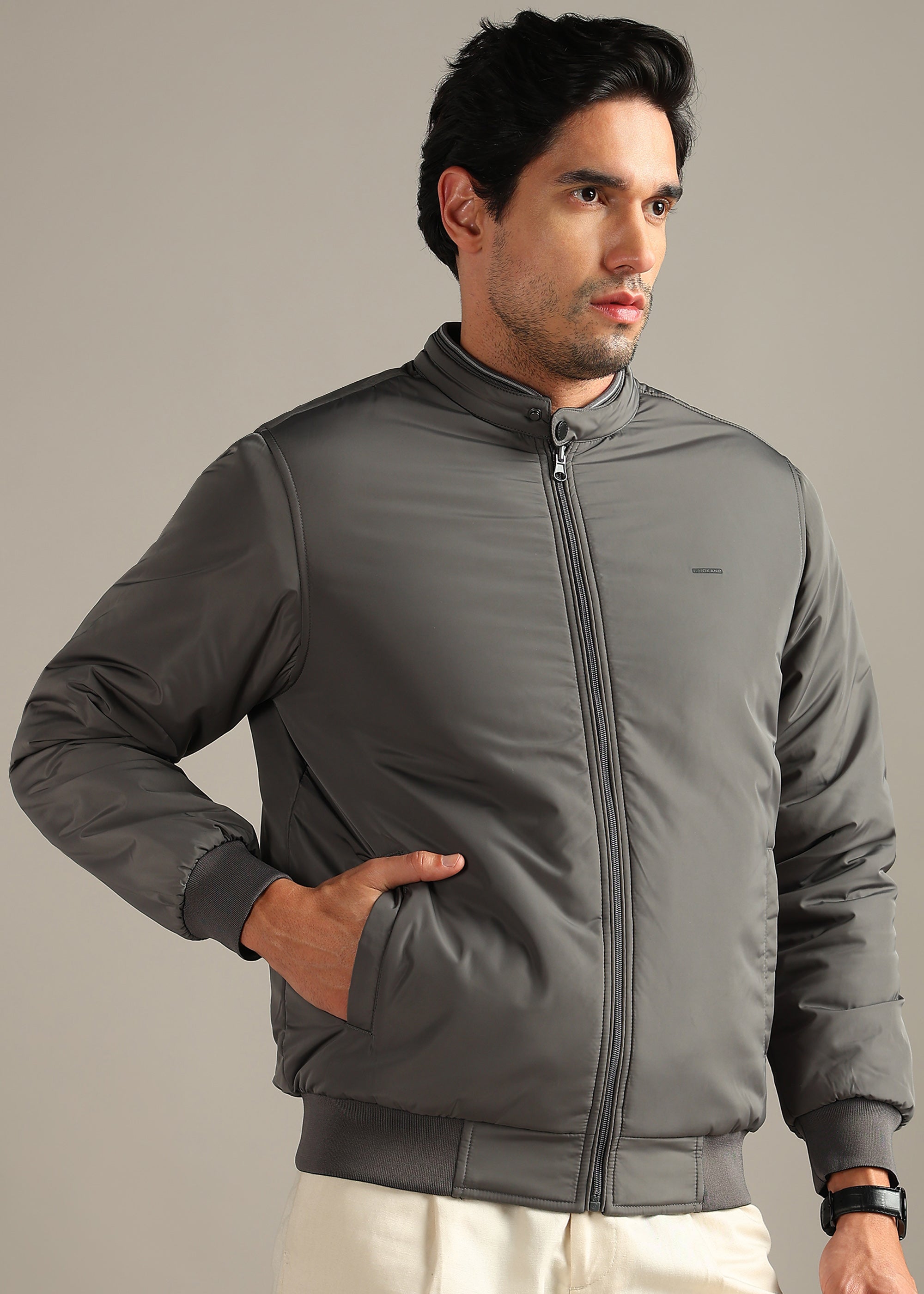 GREY SOLID  REVERSIBLE WITH SWEAT SHIRT INSIDE