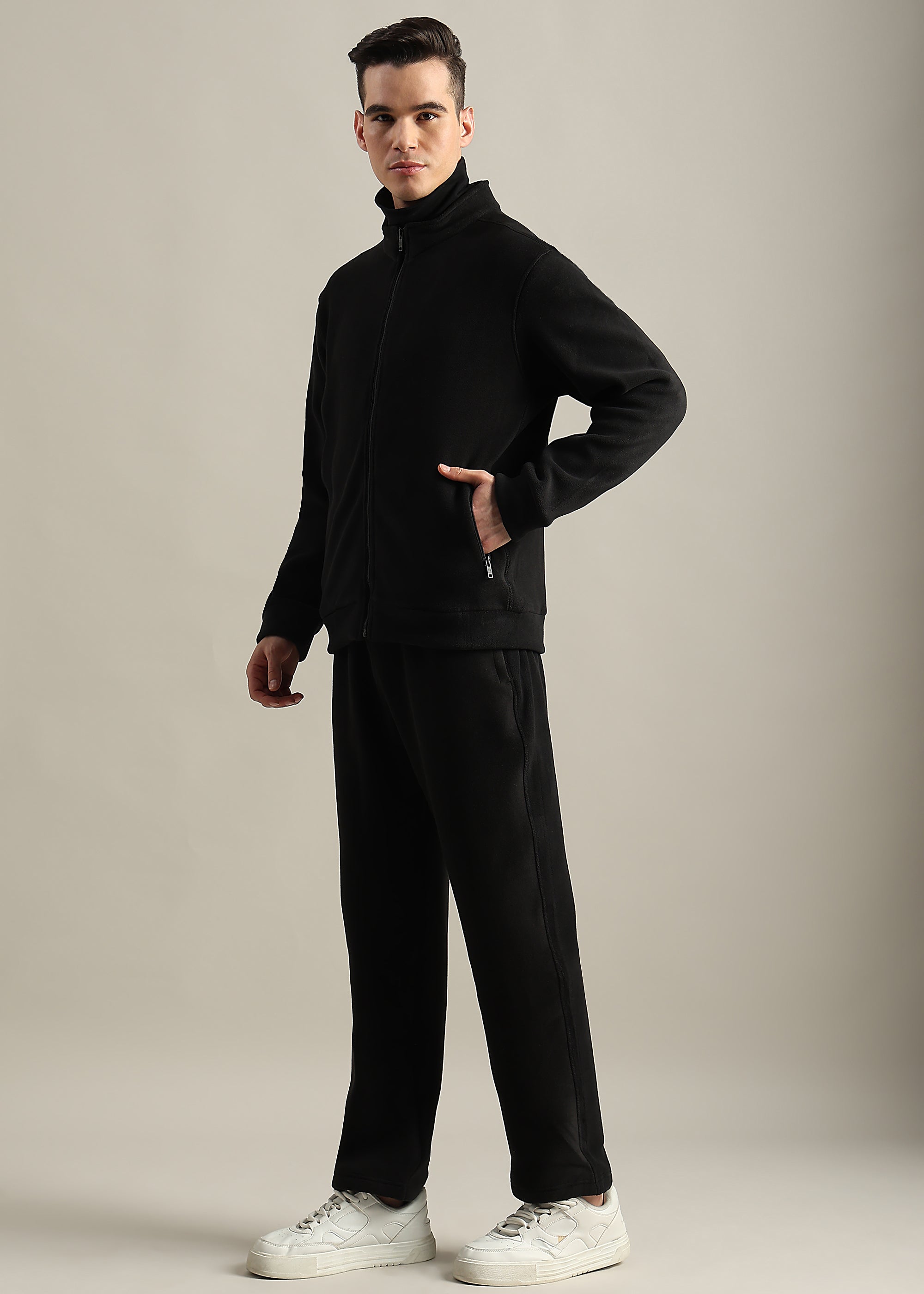 COTTON BLENDED ZIPPER TRACK-SUIT