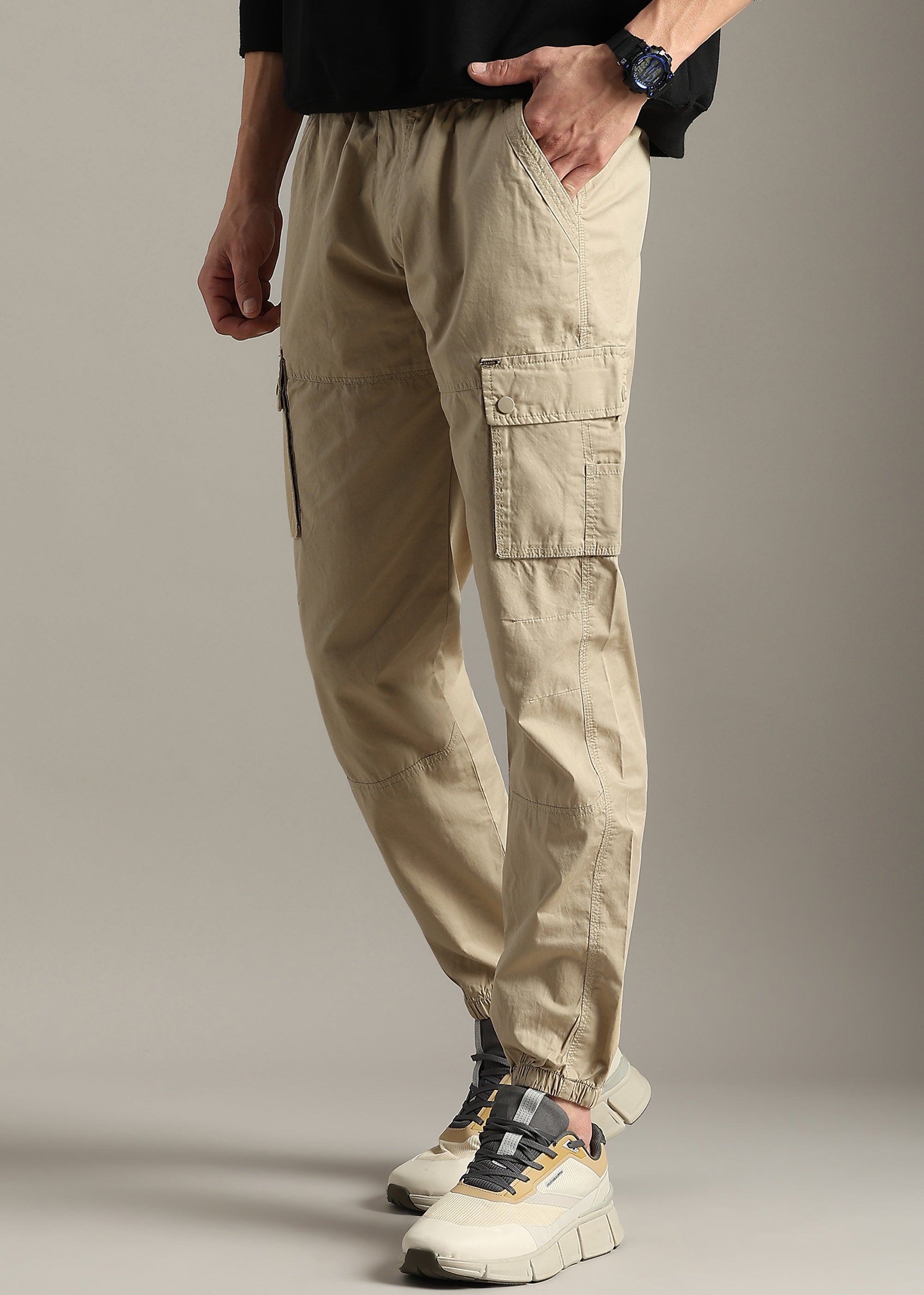 FAWN SOLID COTTON UTILITY JOGGER PANT