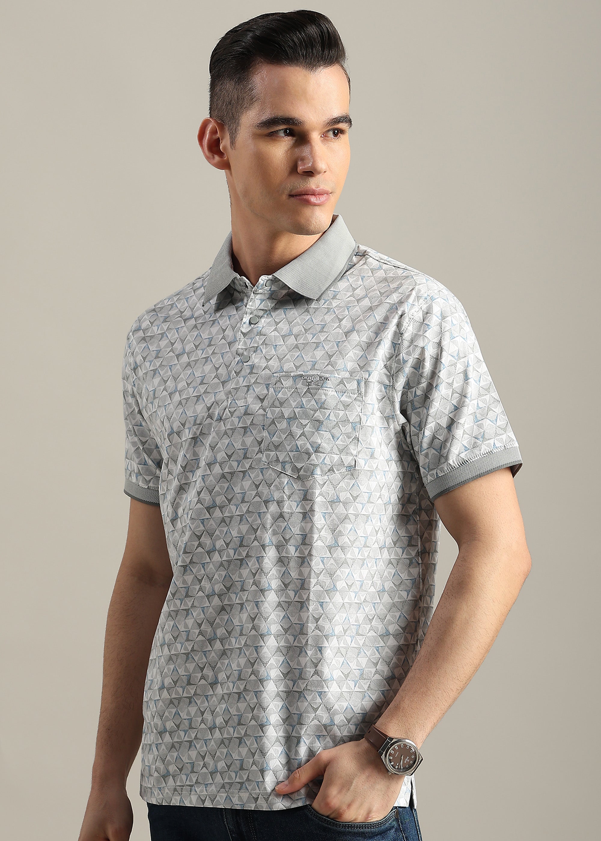 PREMIUM GREY COTTON ELASTANE POLO SHIRT