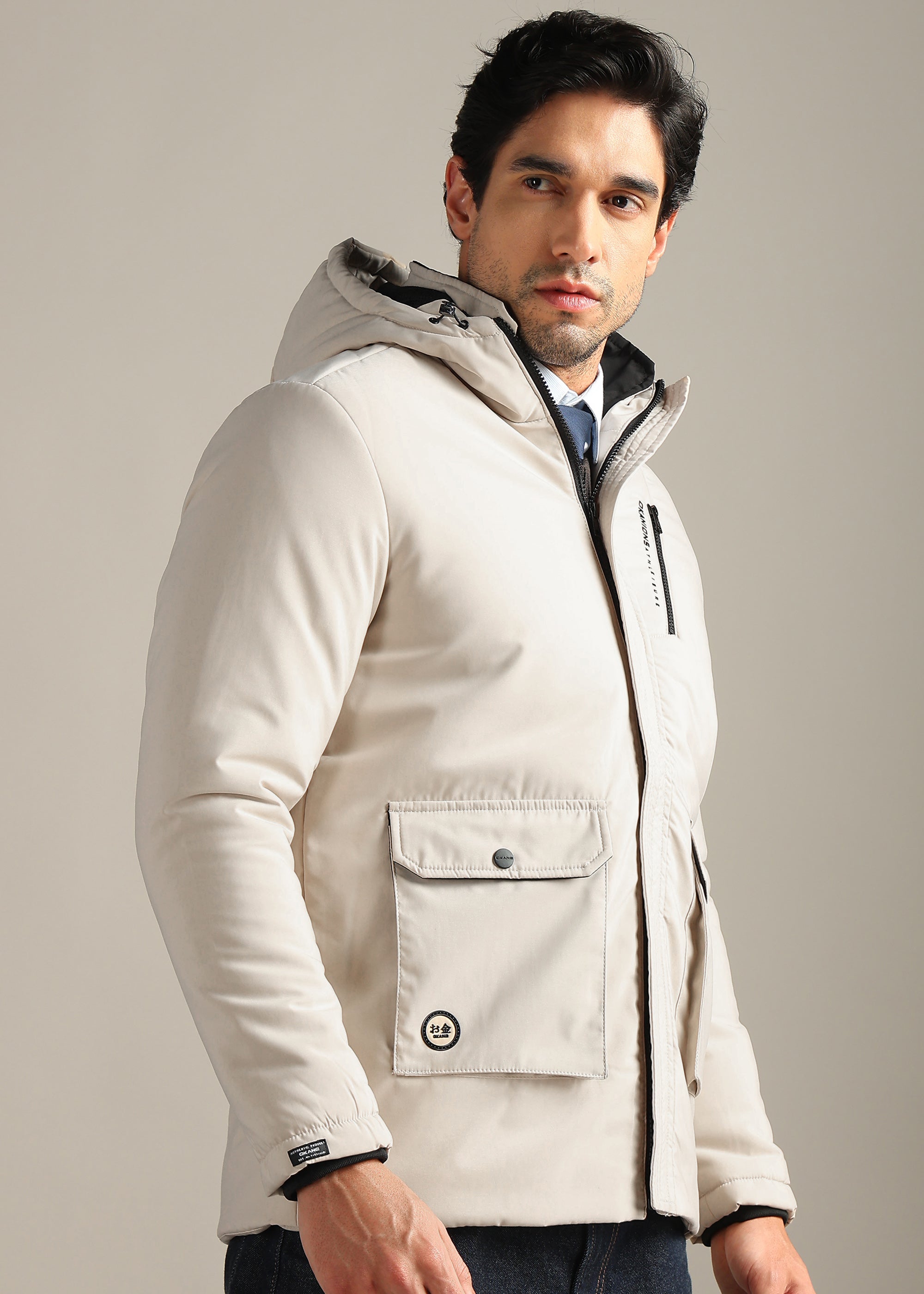 FAWN SOLID POLYESTER SKY FULL SLEEVE JACKET