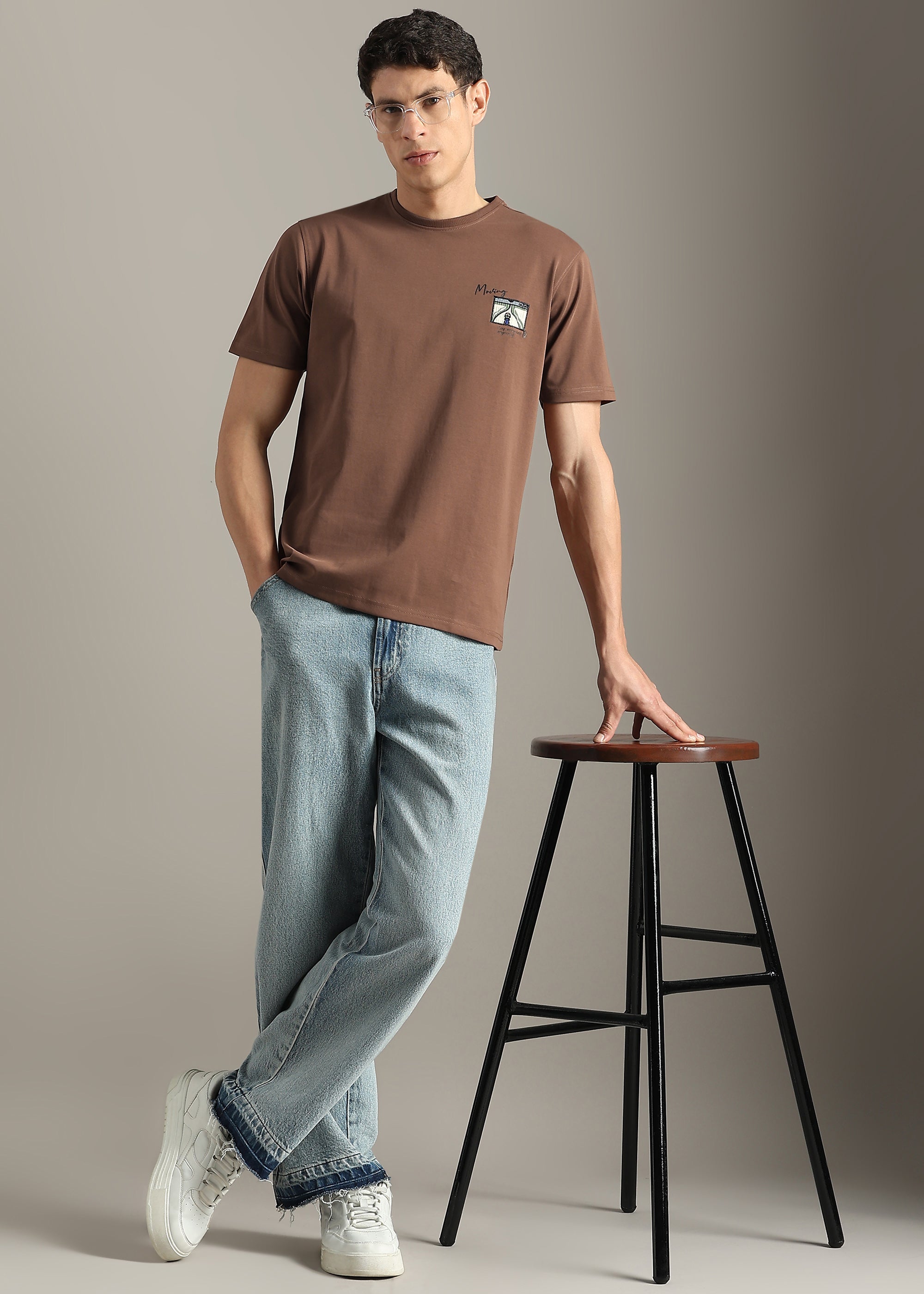 TAN COTTON SPANDEX PREMIUM GRAPHIC SHIRT