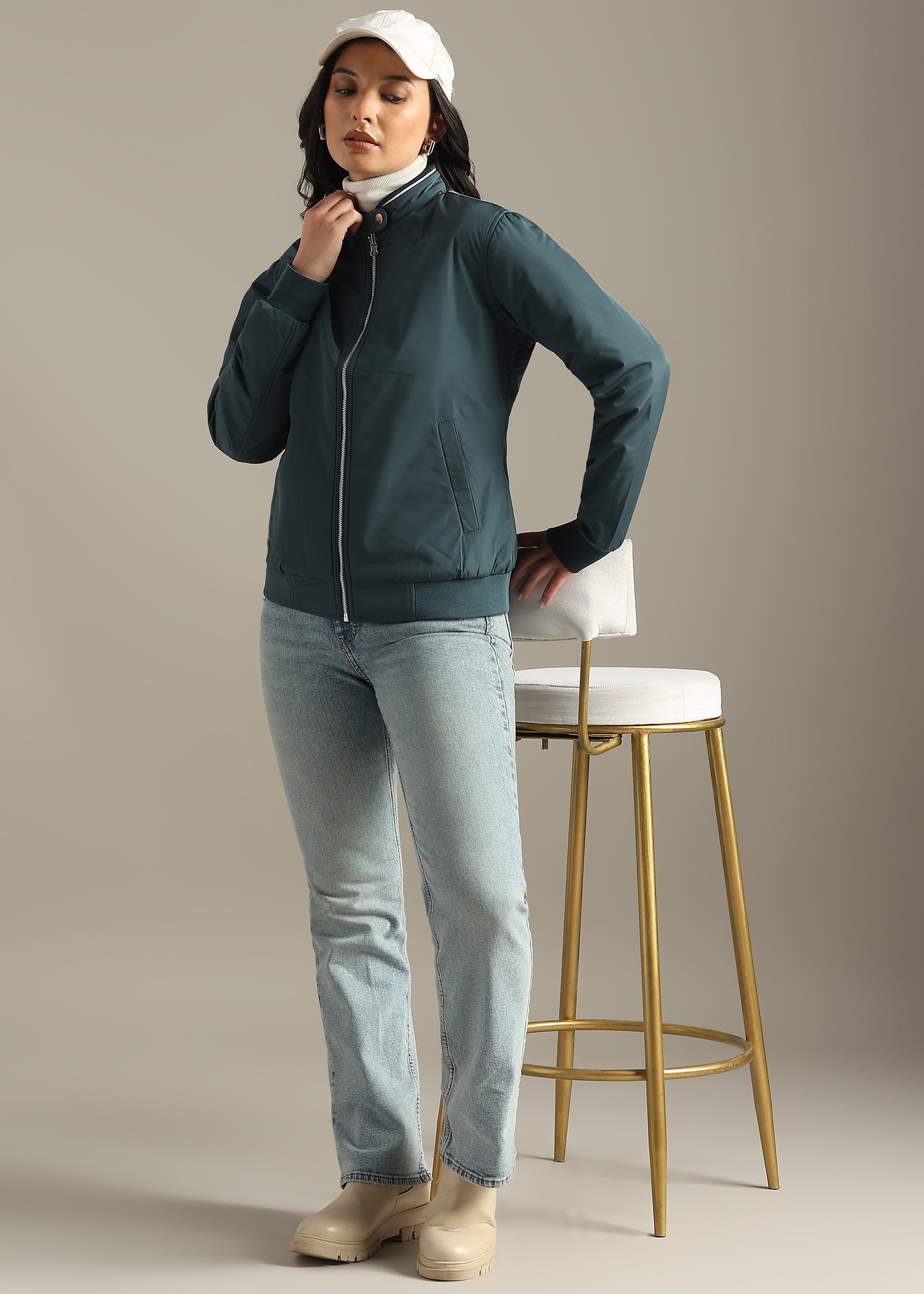 BLUE NYLON PREMIUM REVERSIBLE FULL SLEEVE JACKET