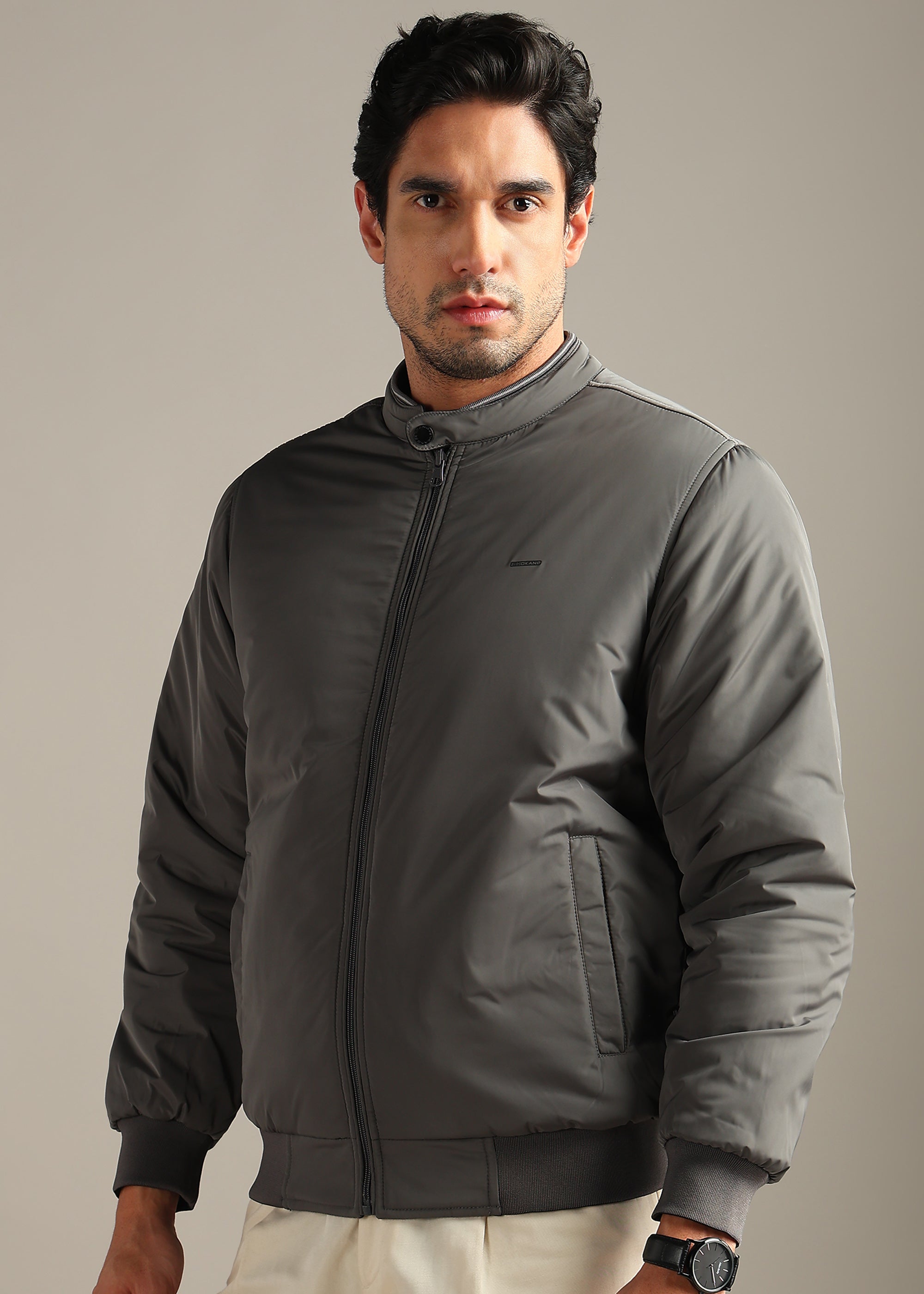 GREY SOLID  REVERSIBLE WITH SWEAT SHIRT INSIDE