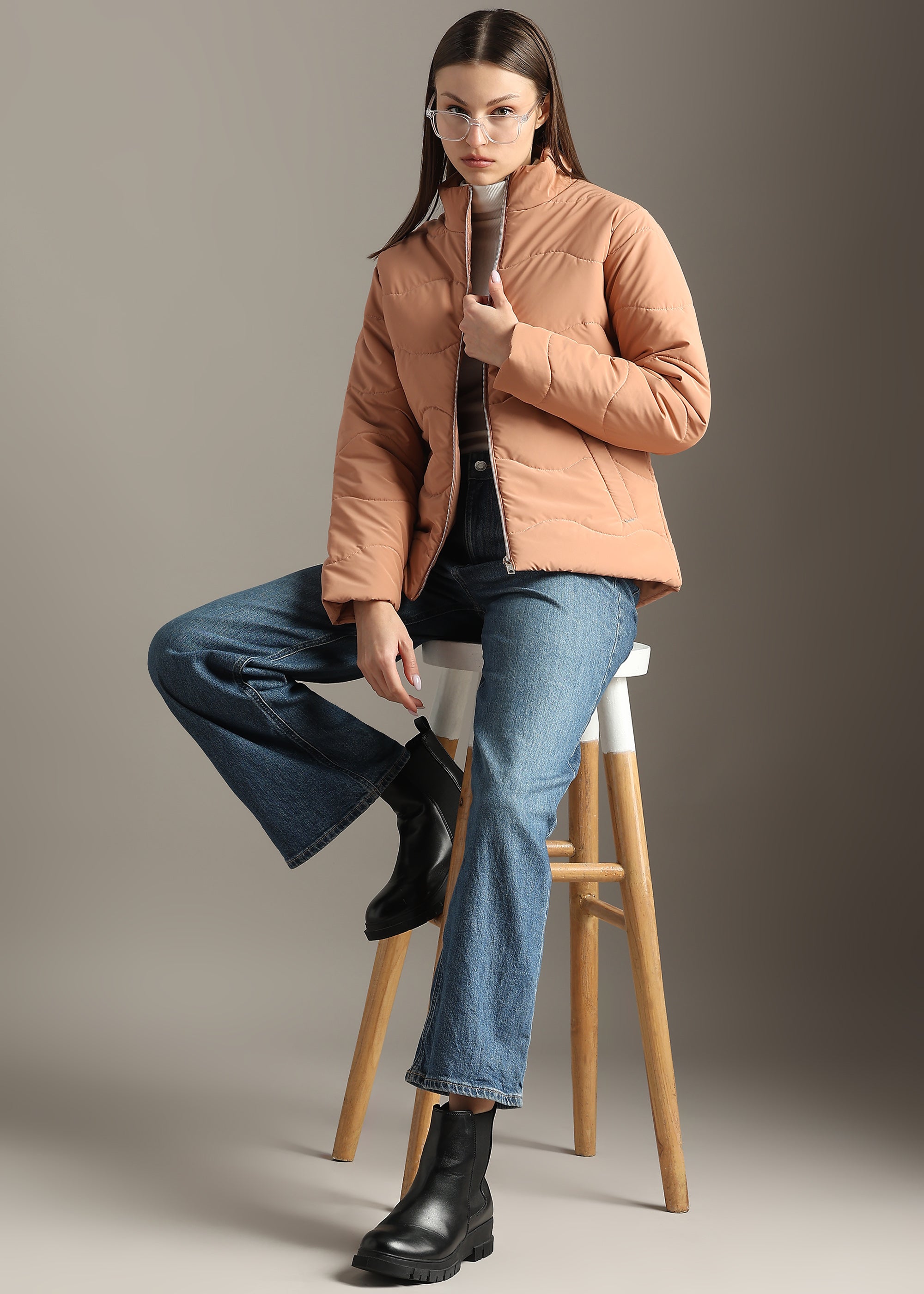 PEACH NYLON TRENDING SOFT QUALITY FULL SLEEVE JACKET