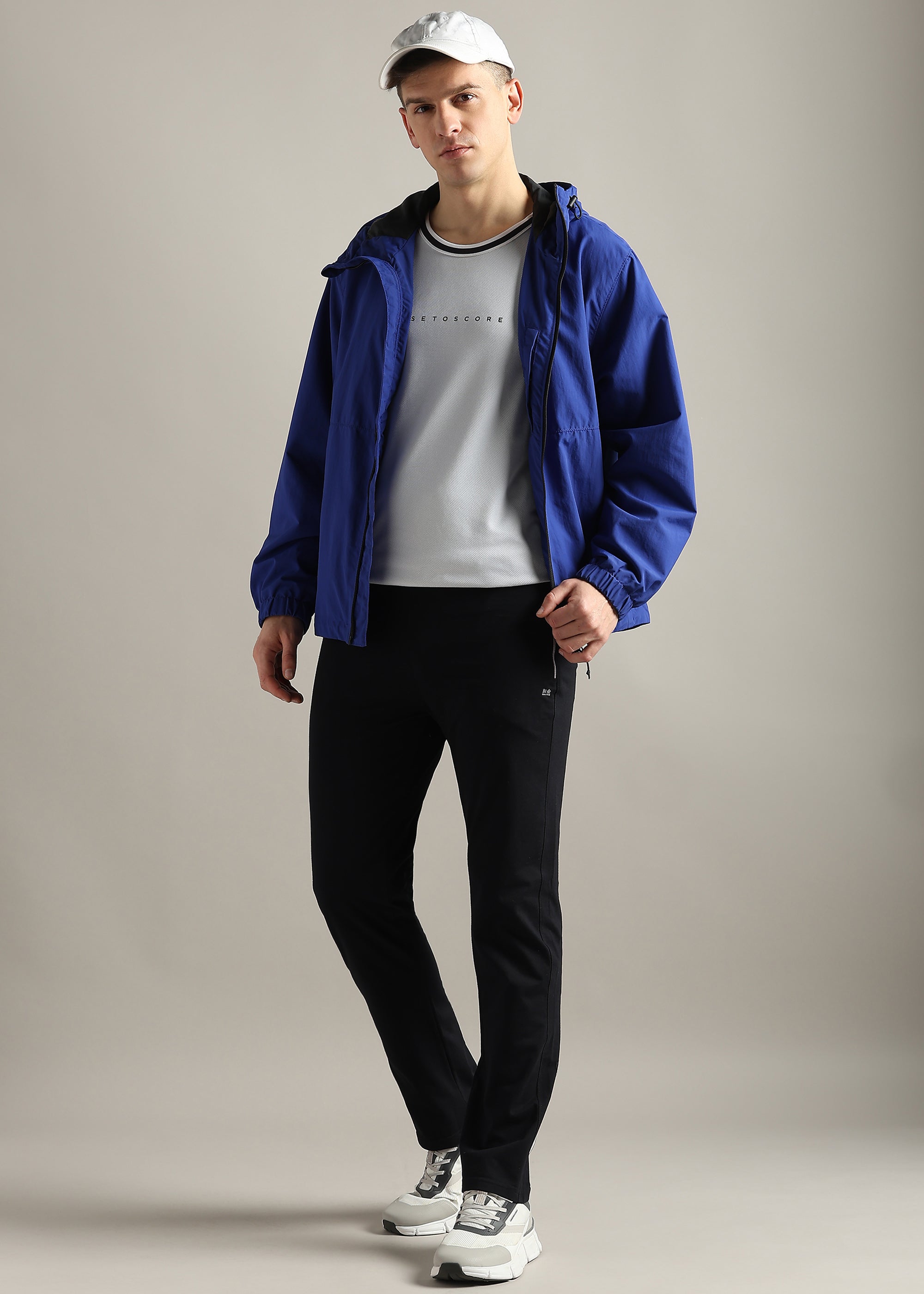 BLACK SOLID COTTON BLENDED LOUNGE PANT