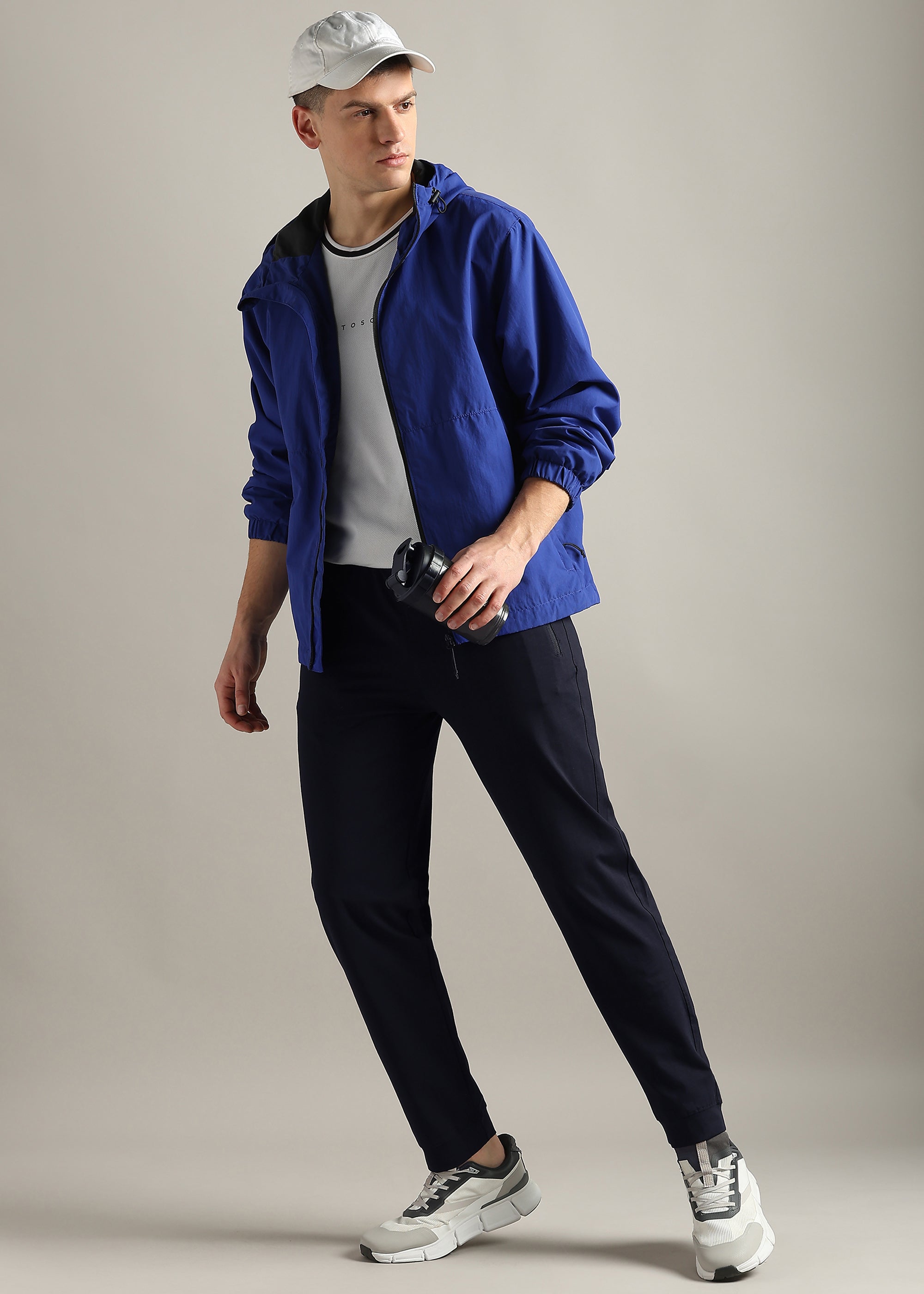 NAVY 4 WAY COTTON ELASTANE JOGGERS PANT