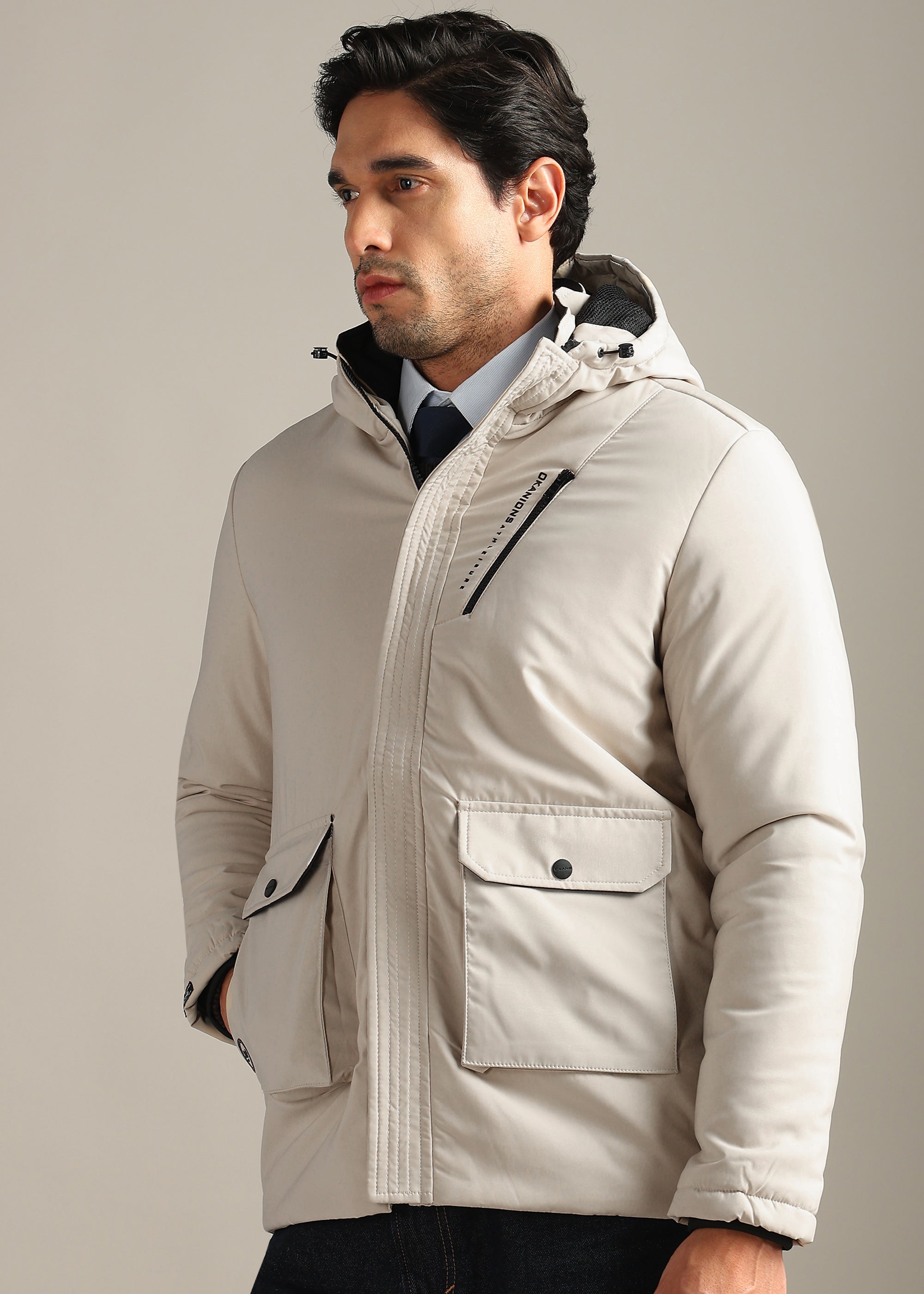 FAWN SOLID POLYESTER SKY FULL SLEEVE JACKET