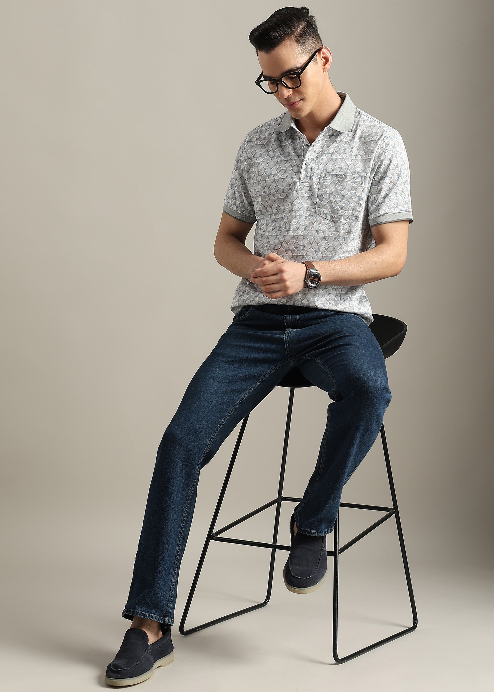 PREMIUM GREY COTTON ELASTANE POLO SHIRT