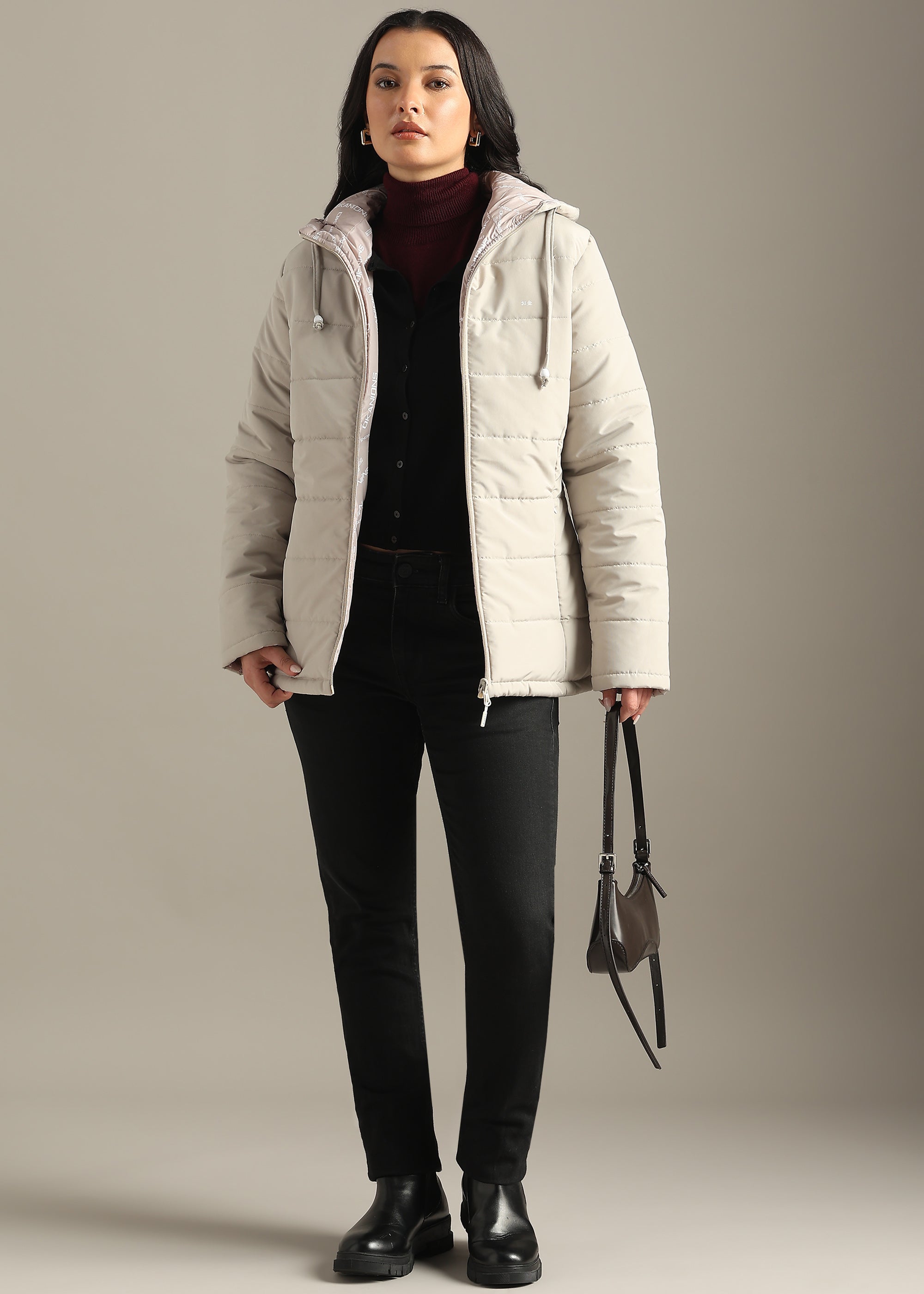 STONE NYLON REVERSIBLE WEIGHTLESS WARMTH + FULL SLEEVE JACKET