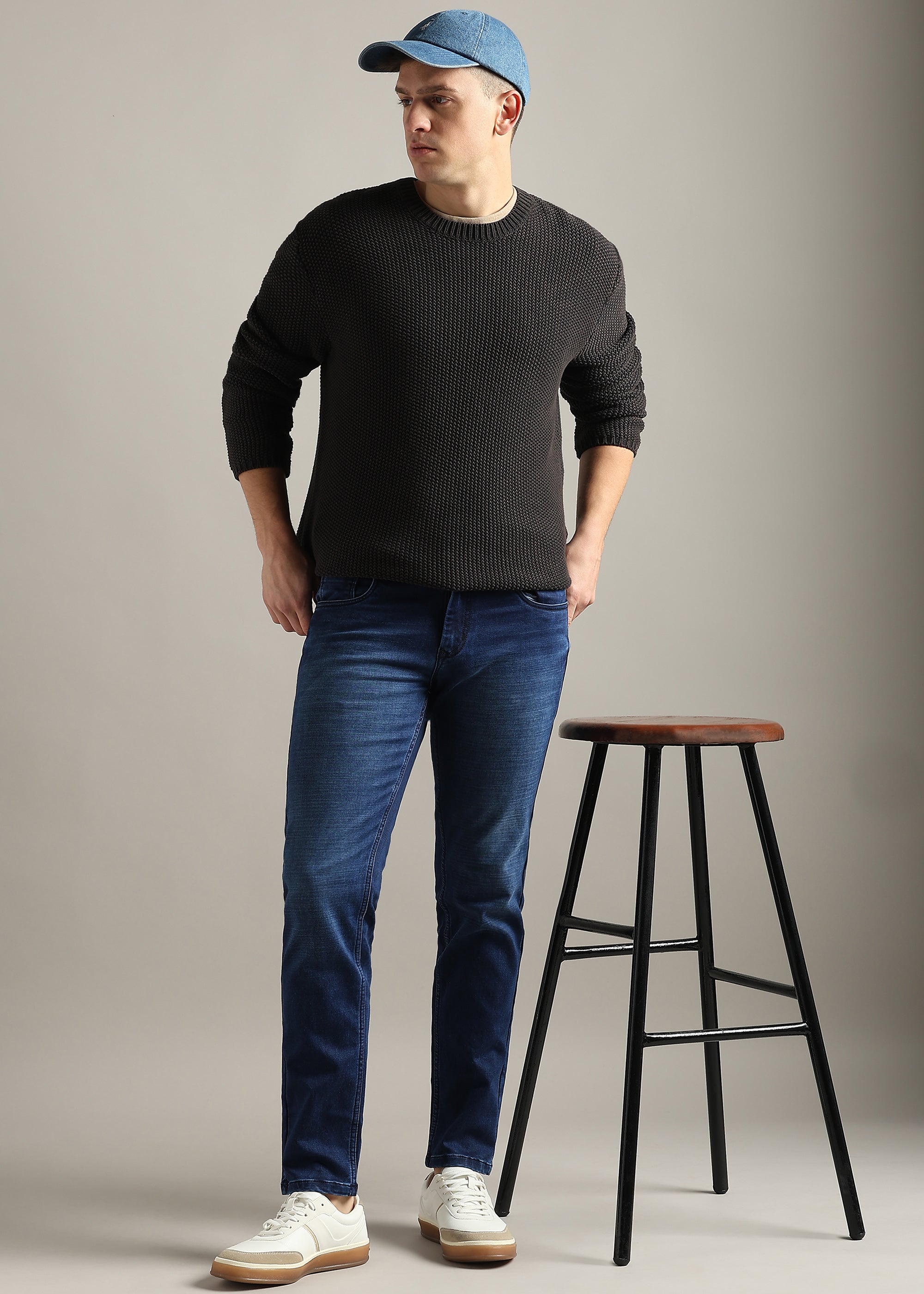 Blue Straight Fit Mid Rise Light Fade Jeans